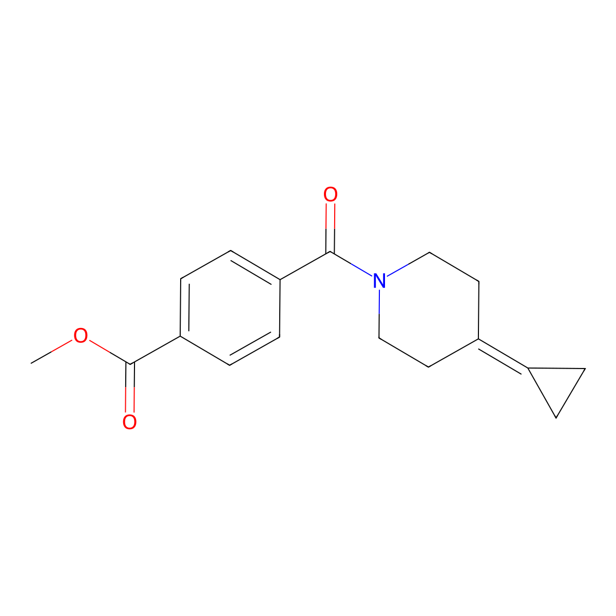 Methyl 4-(4-cyclopropylidenepiperidine-1-carbonyl)benzoate molecular structure, CAS 2097917-17-2