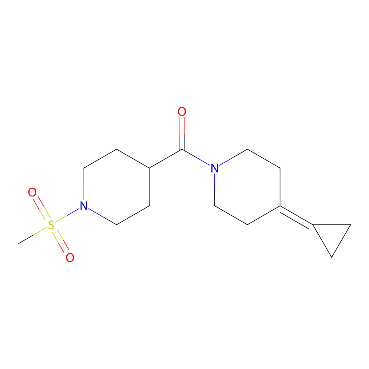 (4-Cyclopropylidenepiperidin-1-yl)(1-(methylsulfonyl)piperidin-4-yl)methanone molecular structure, CAS 2097917-19-4