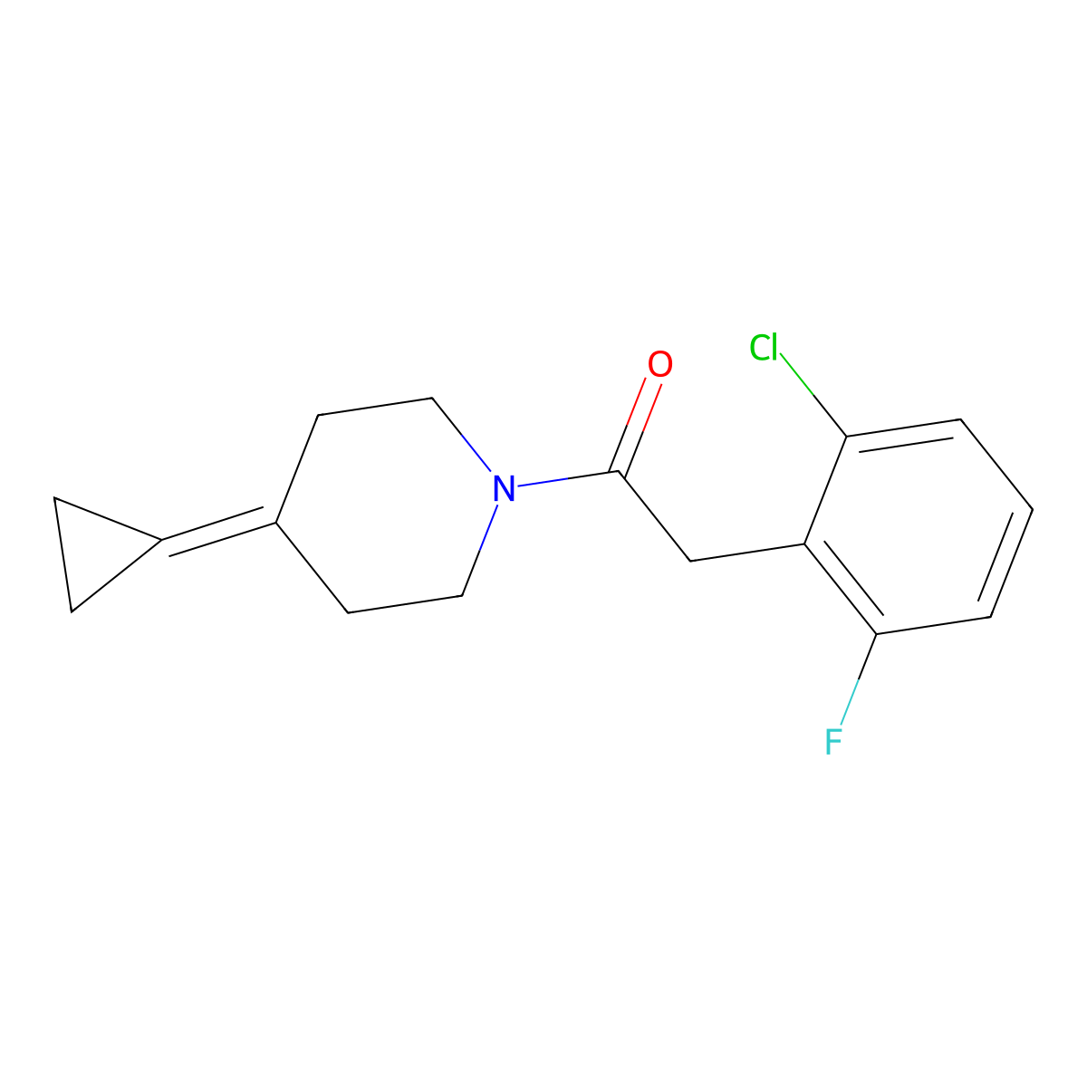 2-(2-Chloro-6-fluorophenyl)-1-(4-cyclopropylidenepiperidin-1-yl)ethanone molecular structure, CAS 2097917-23-0
