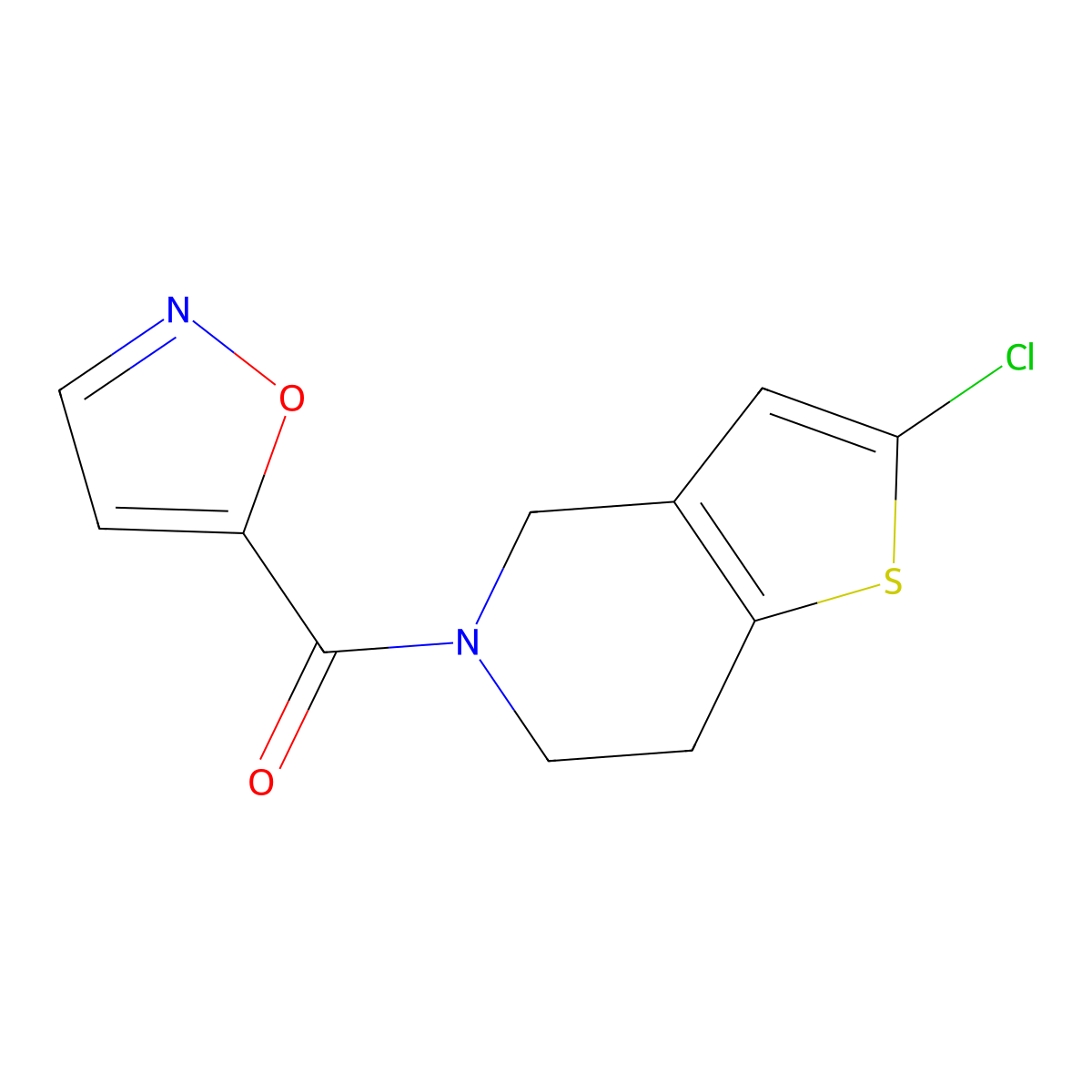 5-{2-chloro-4H,5H,6H,7H-thieno[3,2-c]pyridine-5-carbonyl}-1,2-oxazole molecular structure, CAS 2097917-29-6