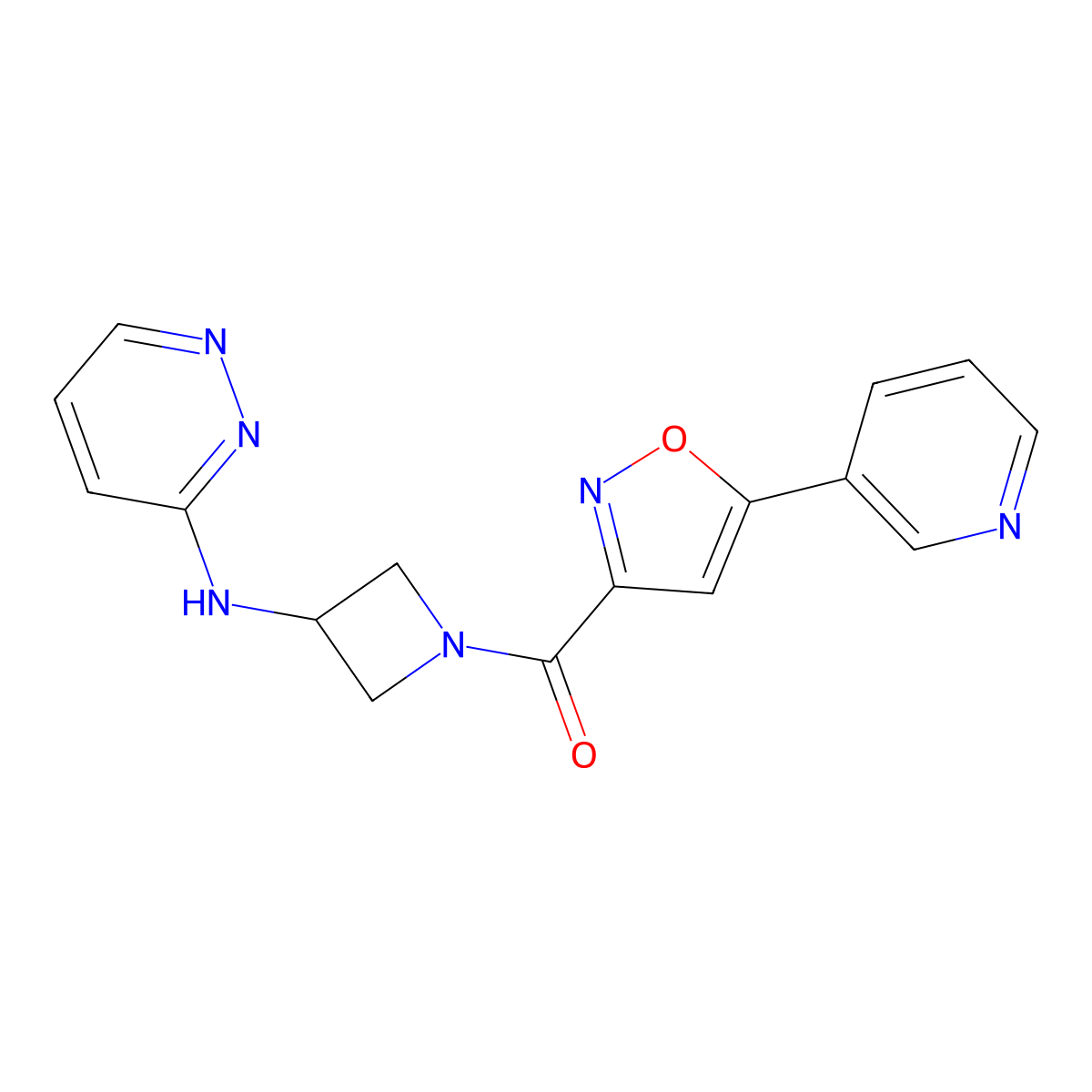 N-{1-[5-(pyridin-3-yl)-1,2-oxazole-3-carbonyl]azetidin-3-yl}pyridazin-3-amine molecular structure, CAS 2097917-31-0