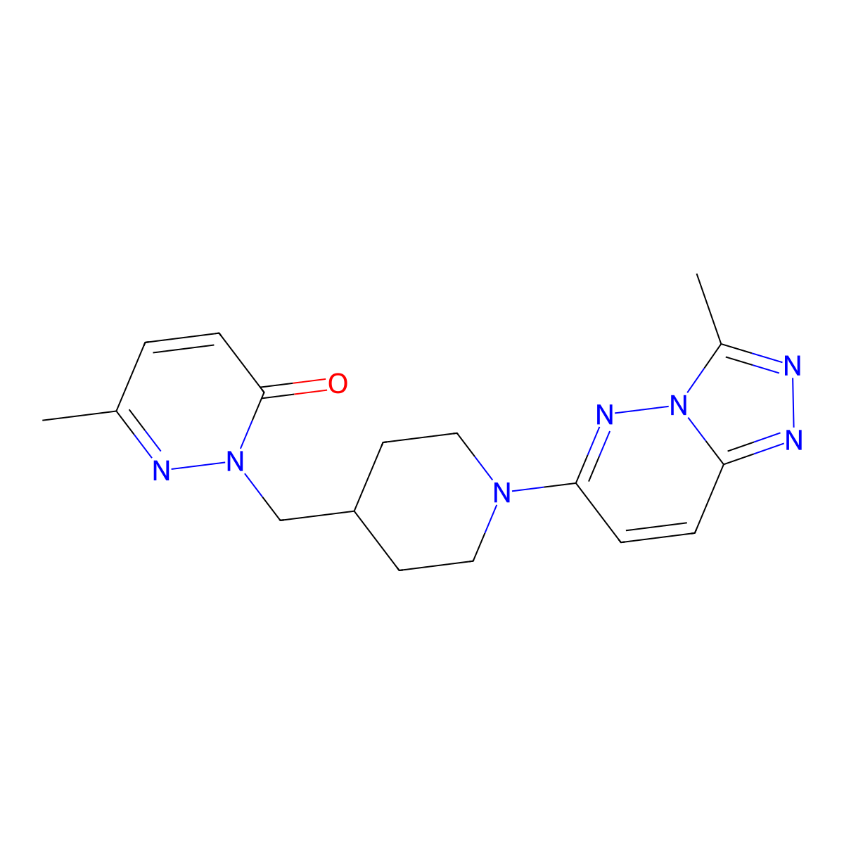 6-Methyl-2-[(1-{3-methyl-[1,2,4]triazolo[4,3-b]pyridazin-6-yl}piperidin-4-yl)methyl]-2,3-dihydropyridazin-3-one molecular structure, CAS 2097917-33-2