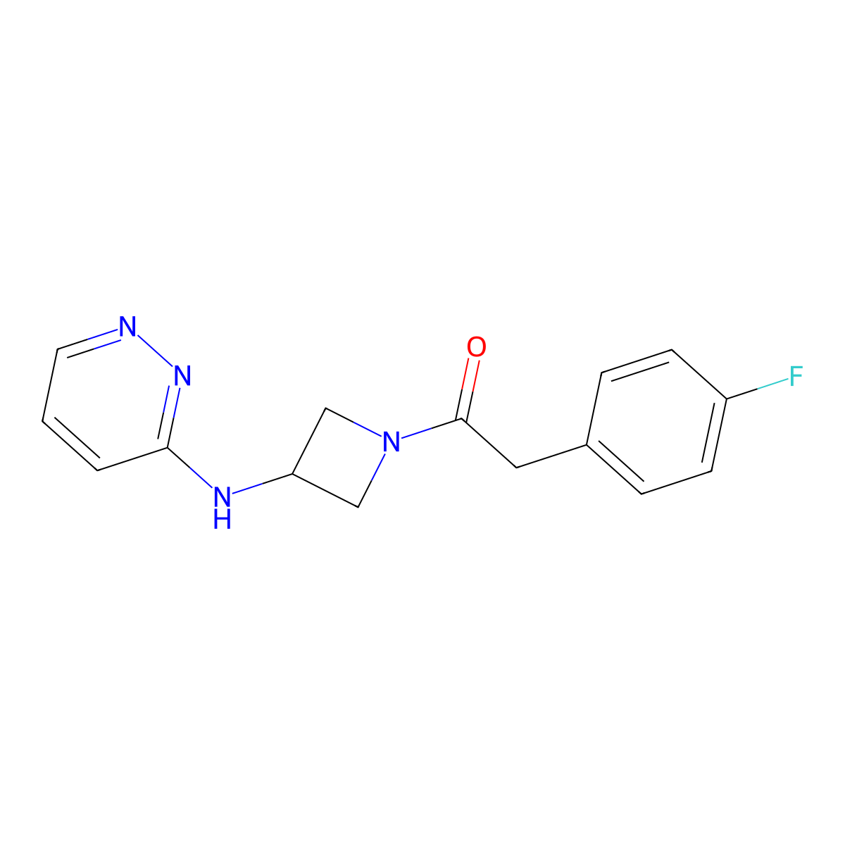 2-(4-Fluorophenyl)-1-{3-[(pyridazin-3-yl)amino]azetidin-1-yl}ethan-1-one molecular structure, CAS 2097917-34-3