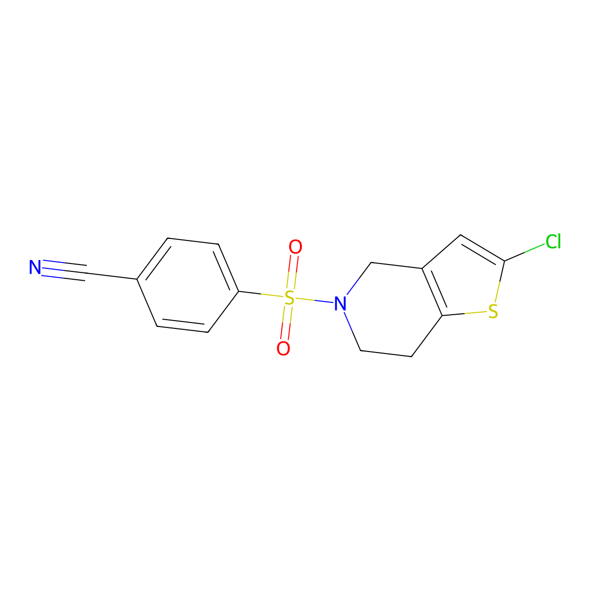 4-({2-chloro-4H,5H,6H,7H-thieno[3,2-c]pyridin-5-yl}sulfonyl)benzonitrile molecular structure, CAS 2097917-35-4