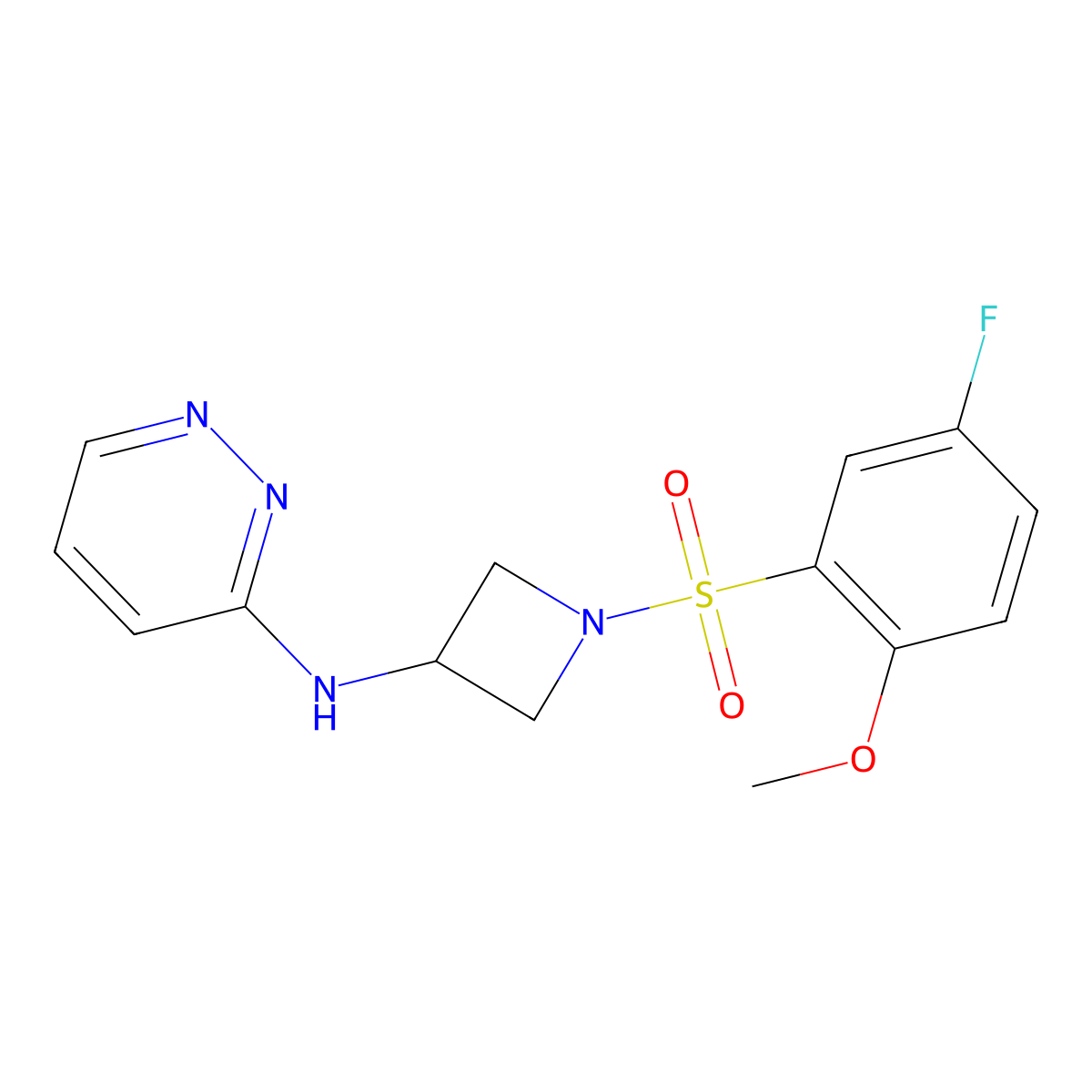 N-[1-(5-fluoro-2-methoxybenzenesulfonyl)azetidin-3-yl]pyridazin-3-amine molecular structure, CAS 2097917-36-5