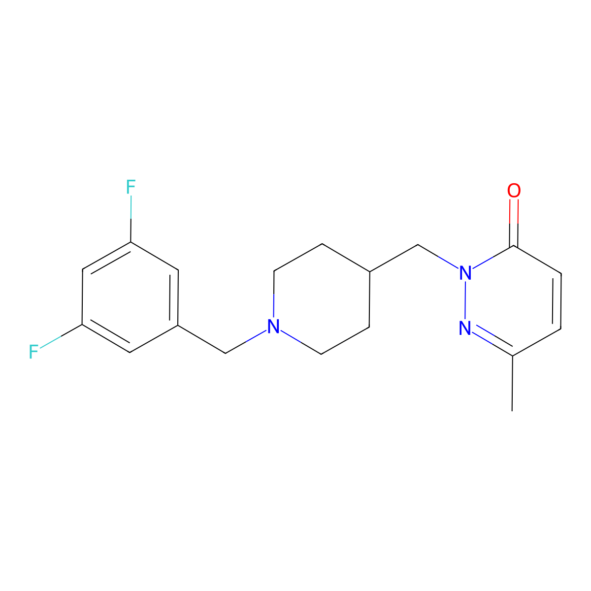 2-({1-[(3,5-Difluorophenyl)methyl]piperidin-4-yl}methyl)-6-methyl-2,3-dihydropyridazin-3-one molecular structure, CAS 2097917-39-8