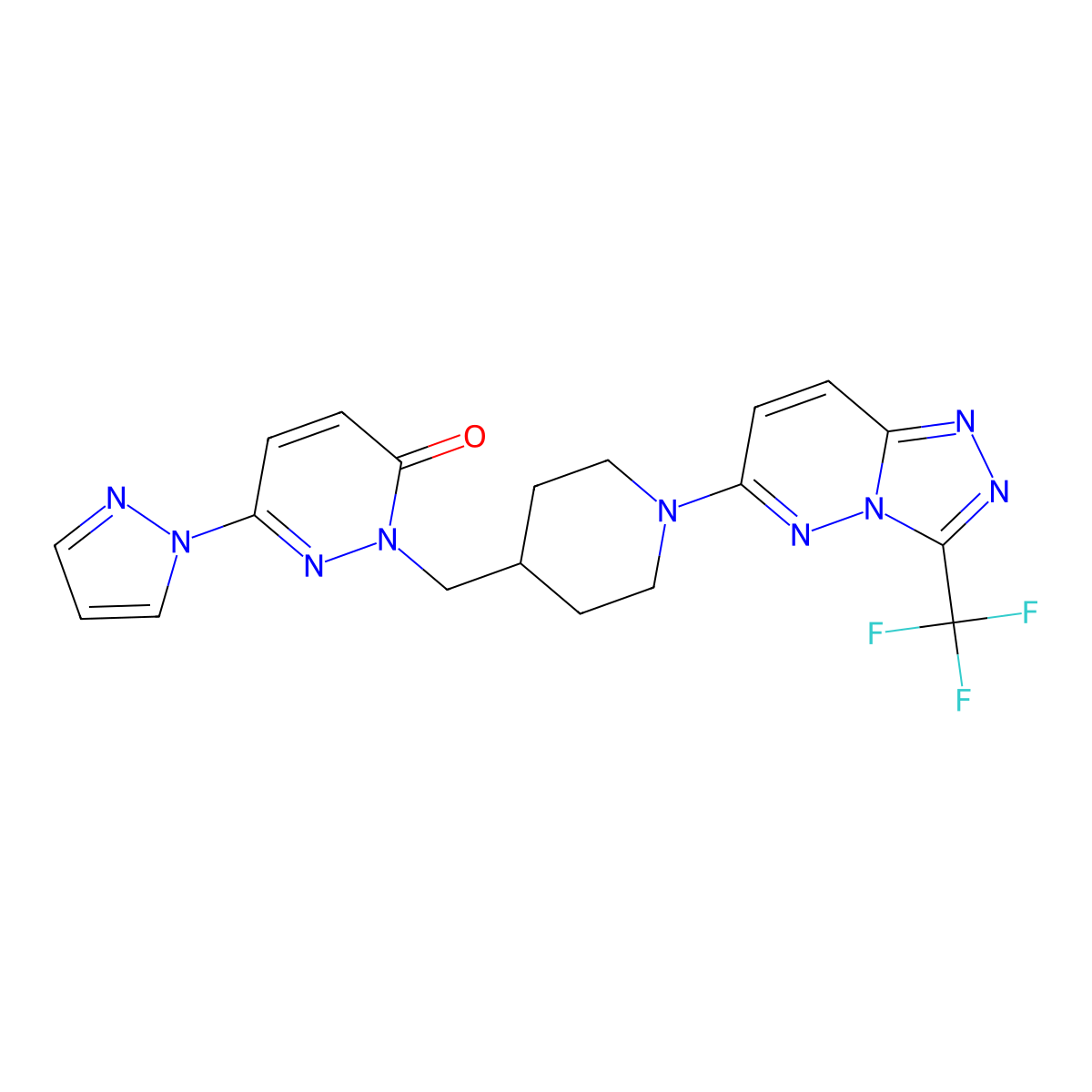 6-(1H-pyrazol-1-yl)-2-({1-[3-(trifluoromethyl)-[1,2,4]triazolo[4,3-b]pyridazin-6-yl]piperidin-4-yl}methyl)-2,3-dihydropyridazin-3-one molecular structure, CAS 2097917-54-7