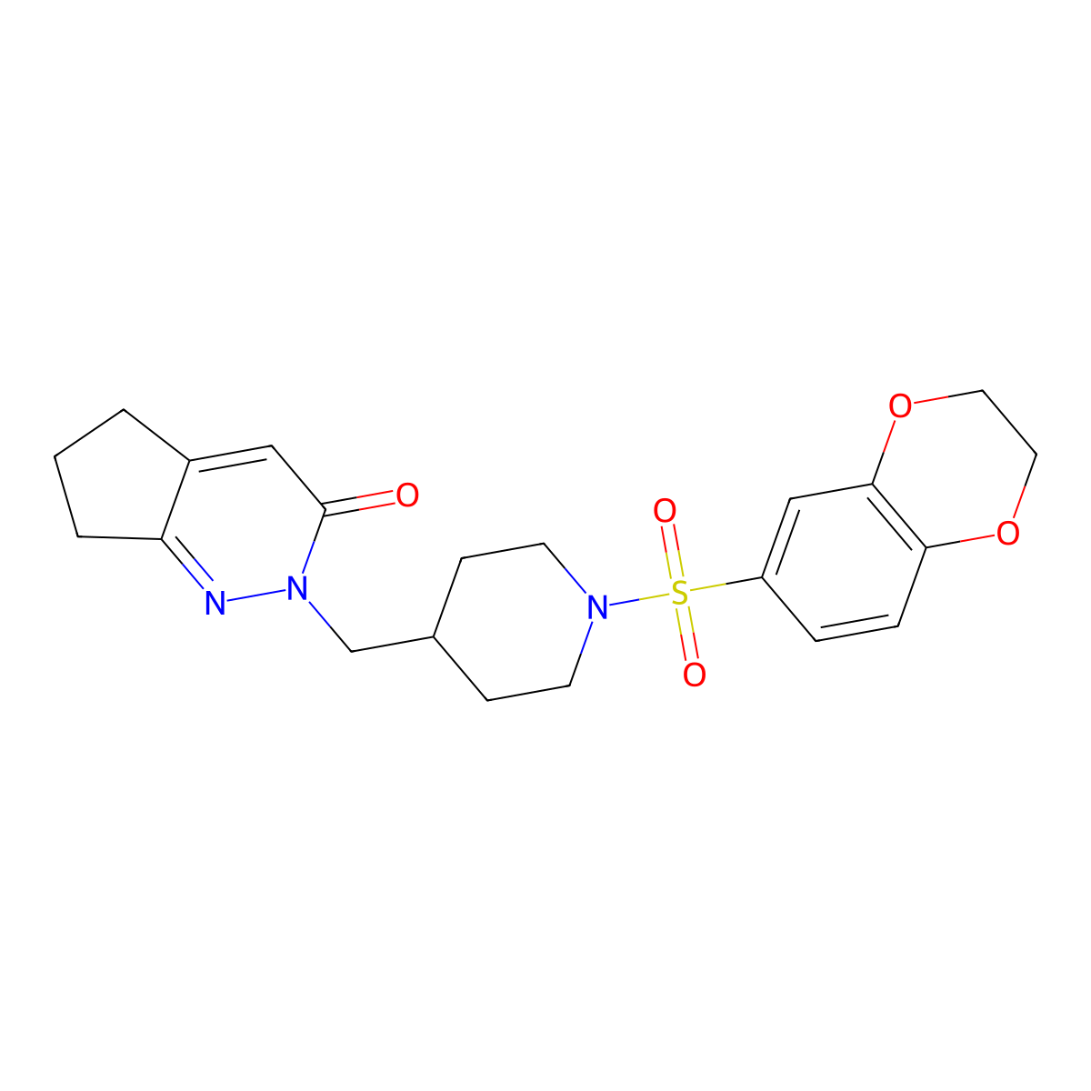 2-{[1-(2,3-dihydro-1,4-benzodioxine-6-sulfonyl)piperidin-4-yl]methyl}-2H,3H,5H,6H,7H-cyclopenta[c]pyridazin-3-one molecular structure, CAS 2097917-55-8