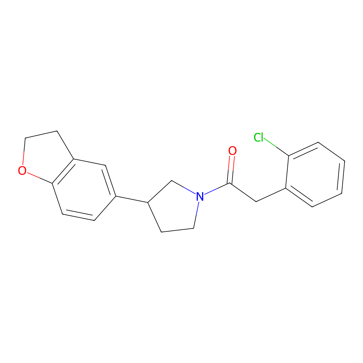 2-(2-Chlorophenyl)-1-[3-(2,3-dihydro-1-benzofuran-5-yl)pyrrolidin-1-yl]ethan-1-one molecular structure, CAS 2097917-56-9