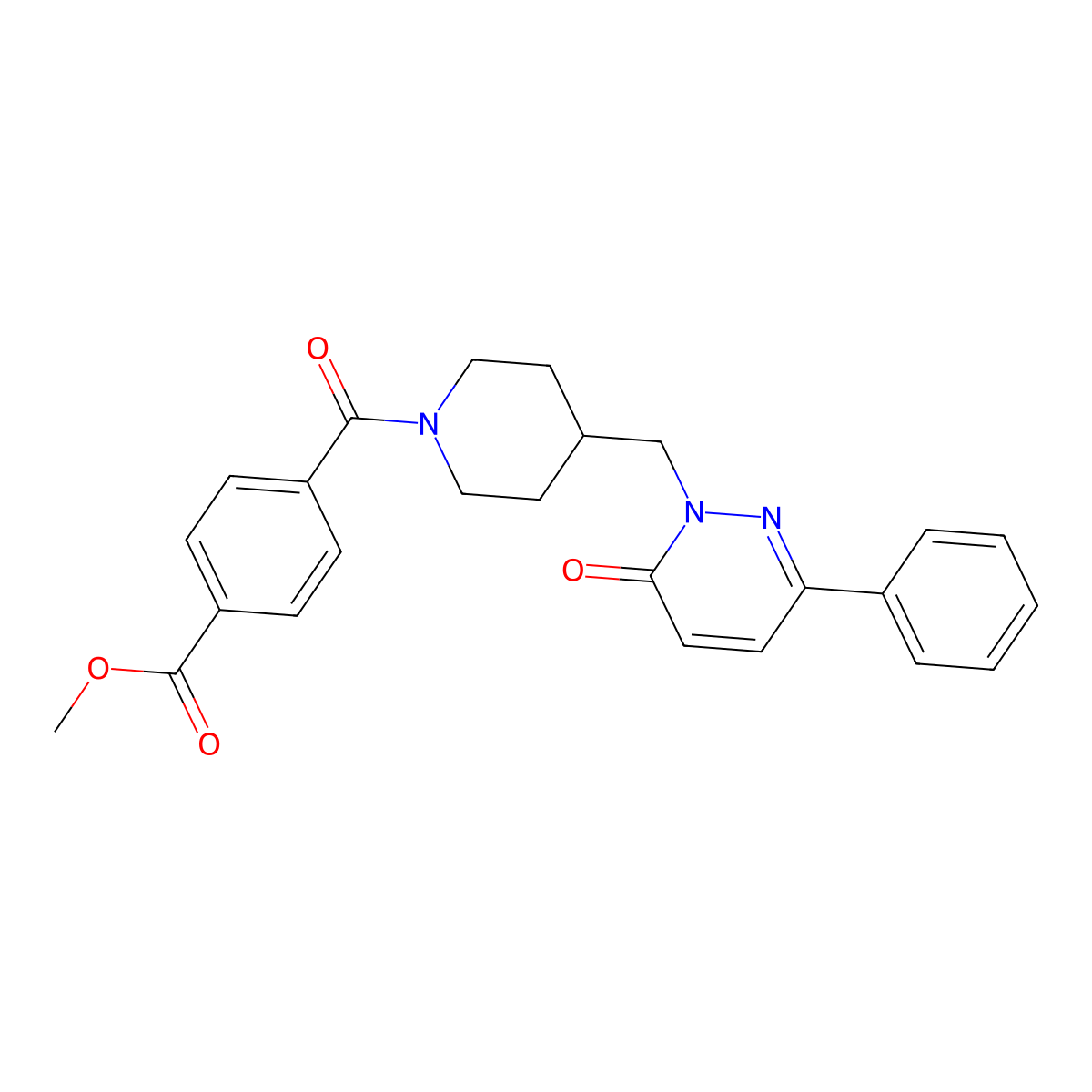 Methyl 4-{4-[(6-oxo-3-phenyl-1,6-dihydropyridazin-1-yl)methyl]piperidine-1-carbonyl}benzoate molecular structure, CAS 2097917-60-5