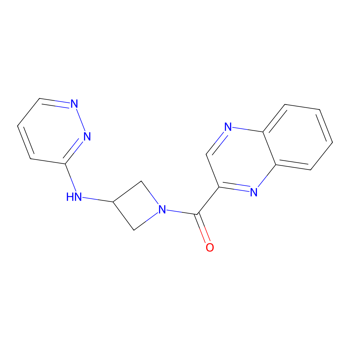 N-[1-(quinoxaline-2-carbonyl)azetidin-3-yl]pyridazin-3-amine molecular structure, CAS 2097917-68-3