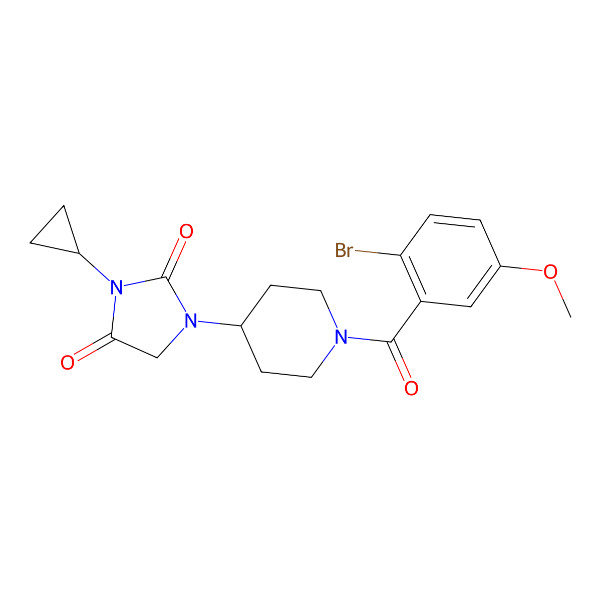 1-[1-(2-Bromo-5-methoxybenzoyl)piperidin-4-yl]-3-cyclopropylimidazolidine-2,4-dione molecular structure, CAS 2097917-72-9