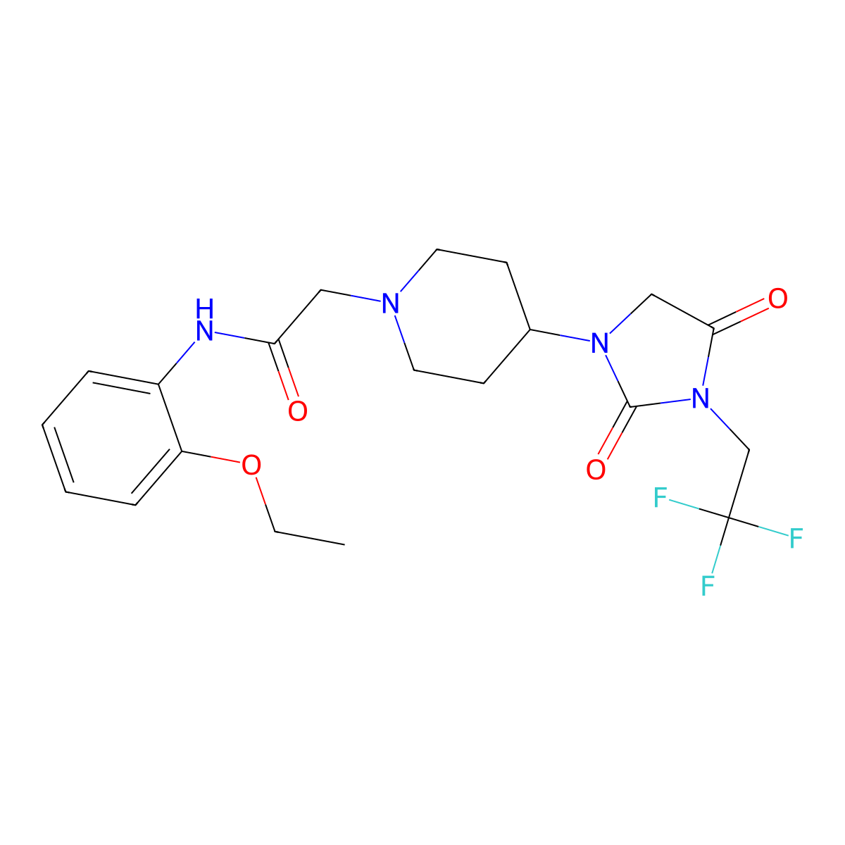 2-{4-[2,4-dioxo-3-(2,2,2-trifluoroethyl)imidazolidin-1-yl]piperidin-1-yl}-N-(2-ethoxyphenyl)acetamide molecular structure, CAS 2097917-80-9