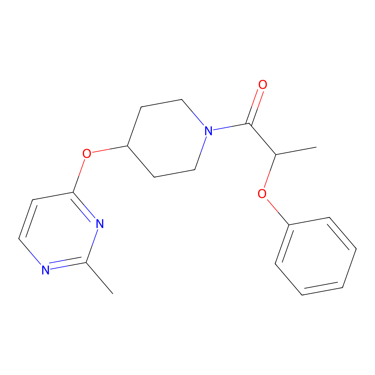 1-{4-[(2-Methylpyrimidin-4-yl)oxy]piperidin-1-yl}-2-phenoxypropan-1-one molecular structure, CAS 2097917-81-0