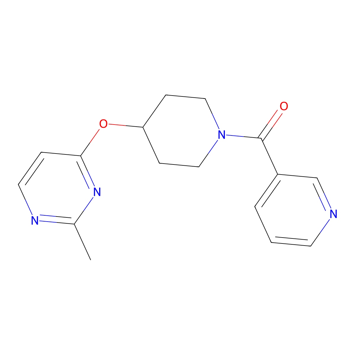 (4-((2-Methylpyrimidin-4-yl)oxy)piperidin-1-yl)(pyridin-3-yl)methanone molecular structure, CAS 2097917-85-4