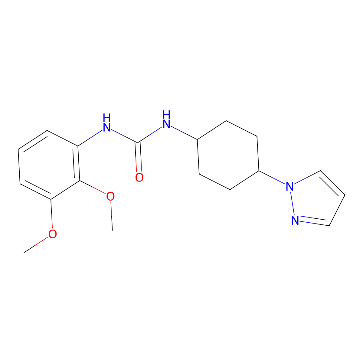 3-(2,3-dimethoxyphenyl)-1-[4-(1H-pyrazol-1-yl)cyclohexyl]urea molecular structure, CAS 2097917-86-5