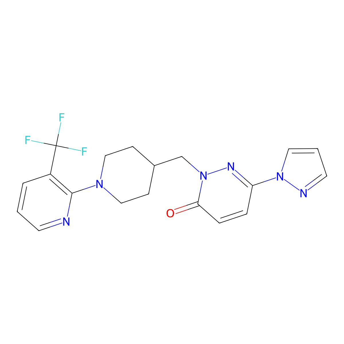 6-(1H-pyrazol-1-yl)-2-({1-[3-(trifluoromethyl)pyridin-2-yl]piperidin-4-yl}methyl)-2,3-dihydropyridazin-3-one molecular structure, CAS 2097917-88-7