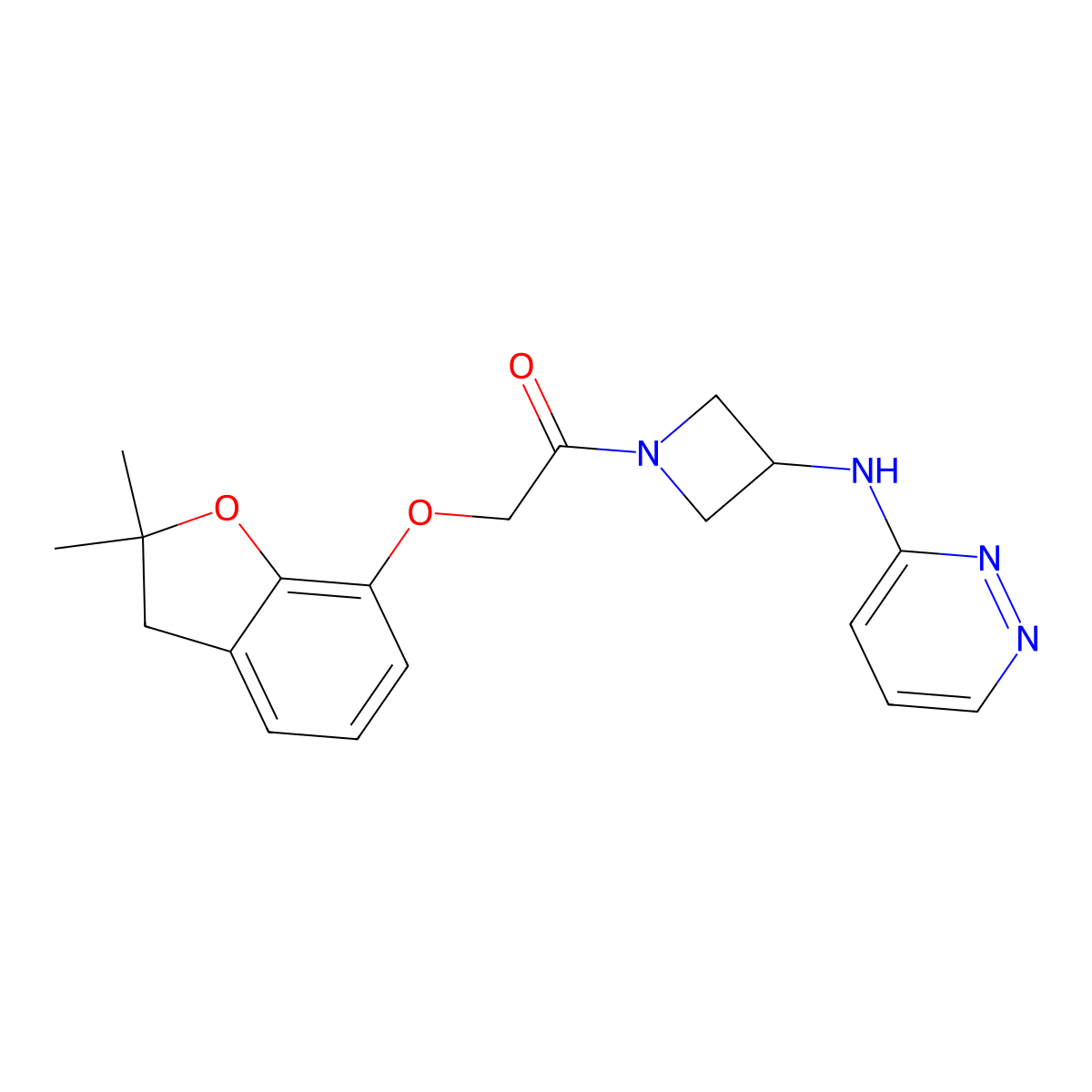 2-[(2,2-Dimethyl-2,3-dihydro-1-benzofuran-7-yl)oxy]-1-{3-[(pyridazin-3-yl)amino]azetidin-1-yl}ethan-1-one molecular structure, CAS 2097917-92-3