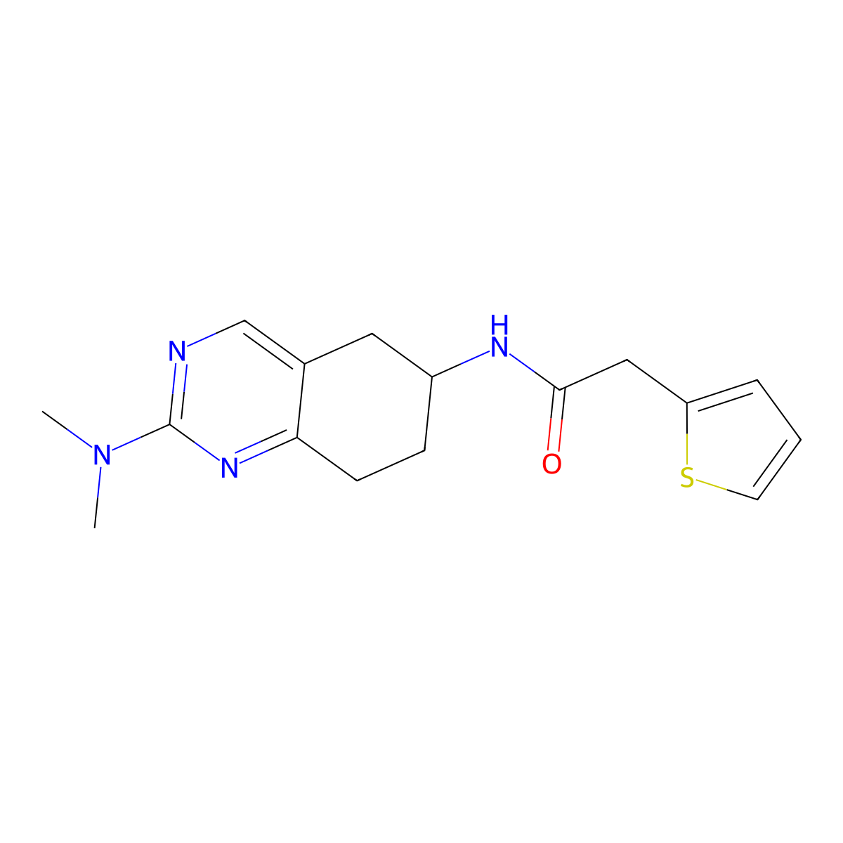 N-[2-(dimethylamino)-5,6,7,8-tetrahydroquinazolin-6-yl]-2-(thiophen-2-yl)acetamide molecular structure, CAS 2097917-97-8