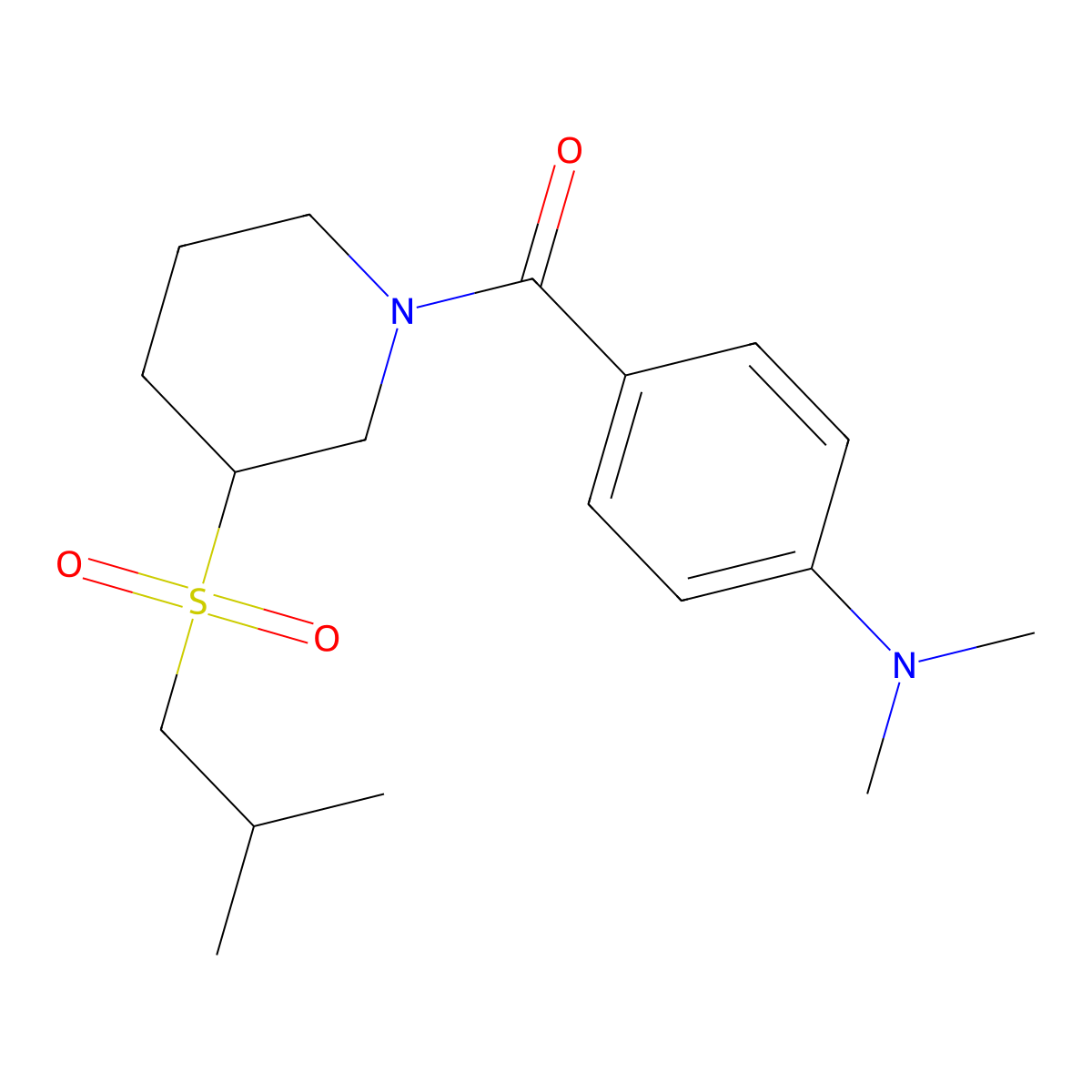 N,N-dimethyl-4-[3-(2-methylpropanesulfonyl)piperidine-1-carbonyl]aniline molecular structure, CAS 2097918-02-8
