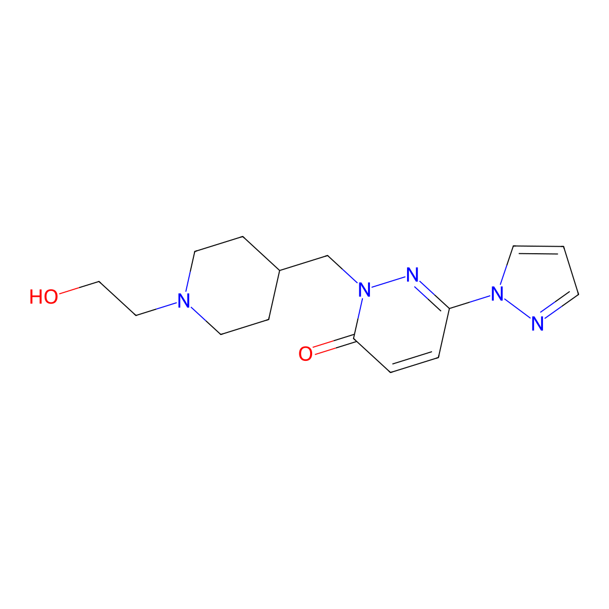 2-{[1-(2-hydroxyethyl)piperidin-4-yl]methyl}-6-(1H-pyrazol-1-yl)-2,3-dihydropyridazin-3-one molecular structure, CAS 2097918-06-2