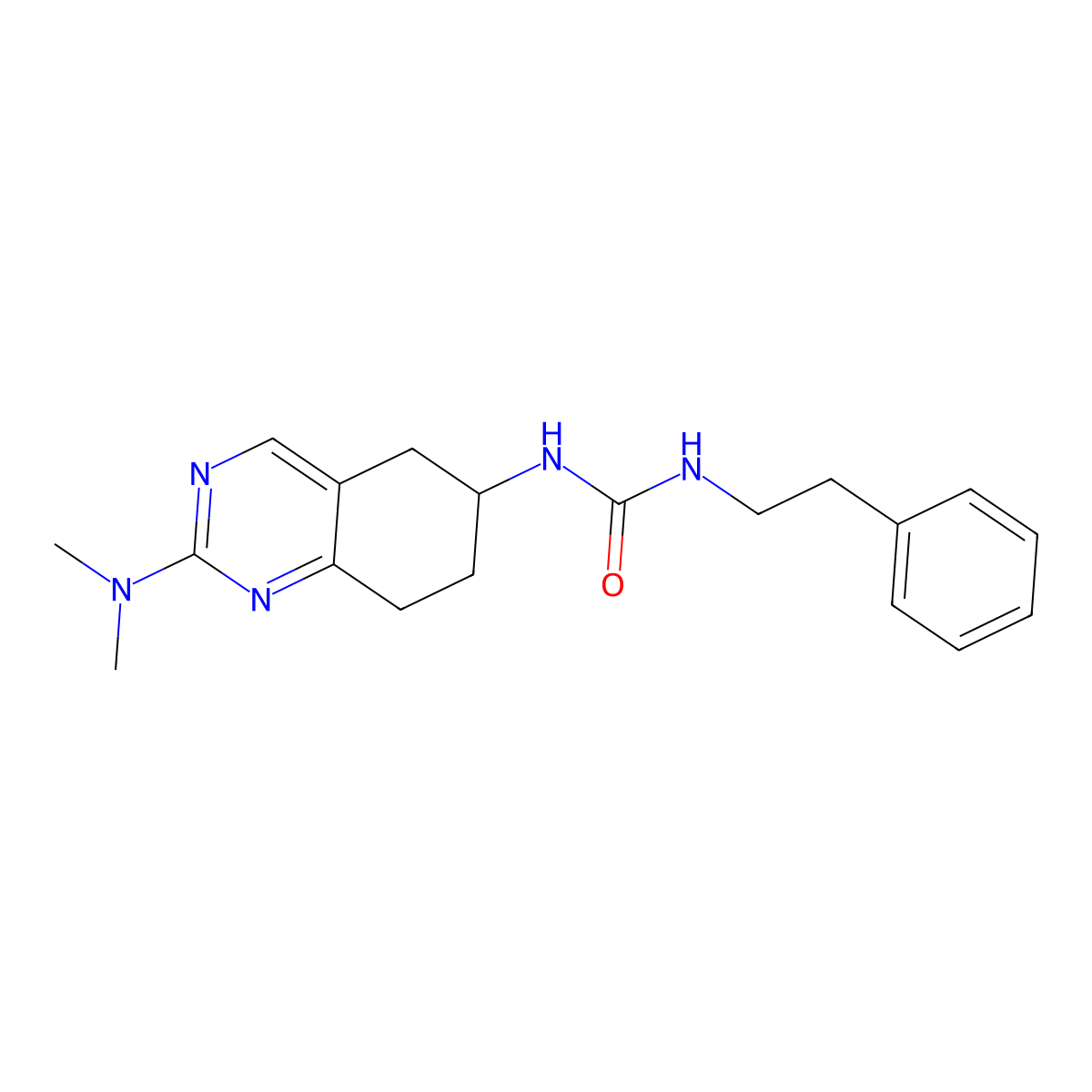3-[2-(Dimethylamino)-5,6,7,8-tetrahydroquinazolin-6-yl]-1-(2-phenylethyl)urea molecular structure, CAS 2097918-07-3