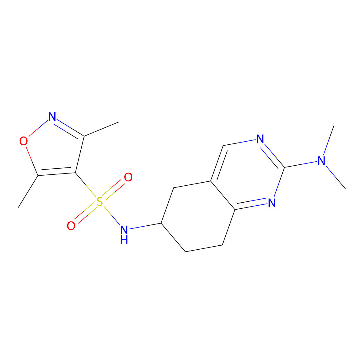 N-[2-(dimethylamino)-5,6,7,8-tetrahydroquinazolin-6-yl]-3,5-dimethyl-1,2-oxazole-4-sulfonamide molecular structure, CAS 2097918-11-9