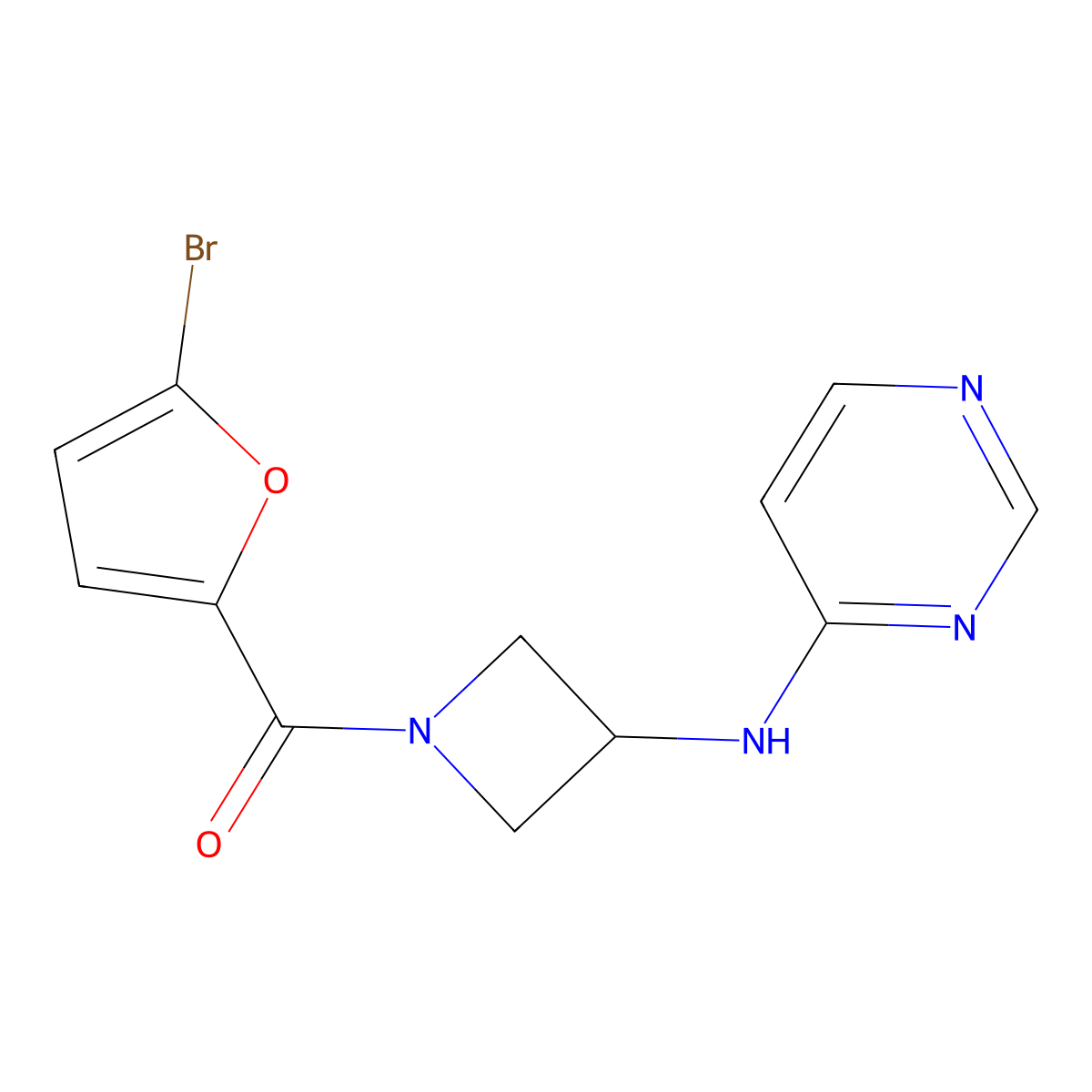 N-[1-(5-bromofuran-2-carbonyl)azetidin-3-yl]pyrimidin-4-amine molecular structure, CAS 2097918-12-0
