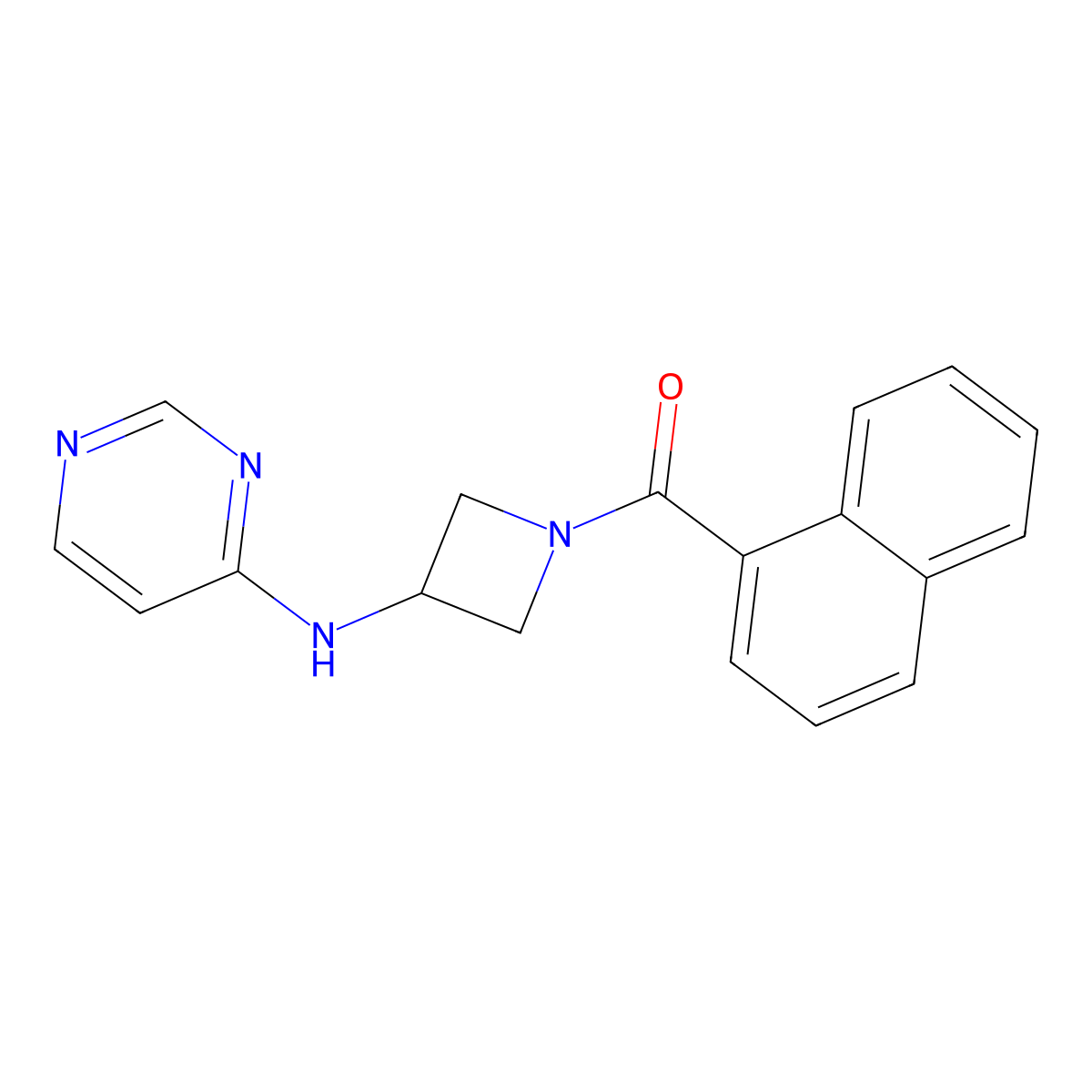 N-[1-(naphthalene-1-carbonyl)azetidin-3-yl]pyrimidin-4-amine molecular structure, CAS 2097918-14-2