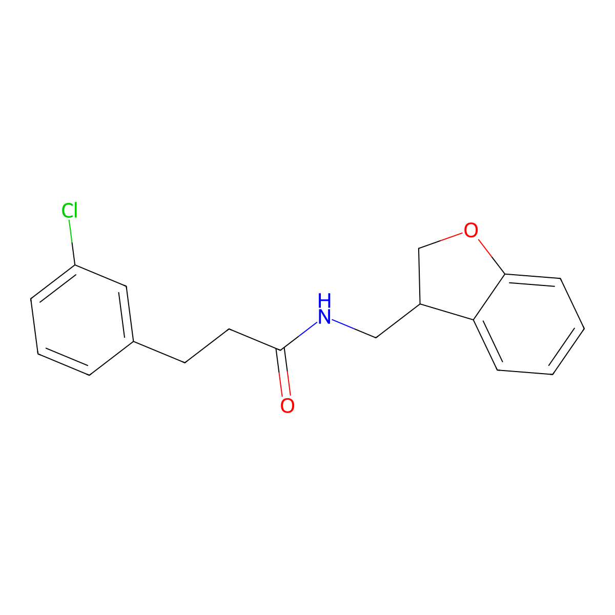3-(3-chlorophenyl)-N-((2,3-dihydrobenzofuran-3-yl)methyl)propanamide molecular structure, CAS 2097918-15-3