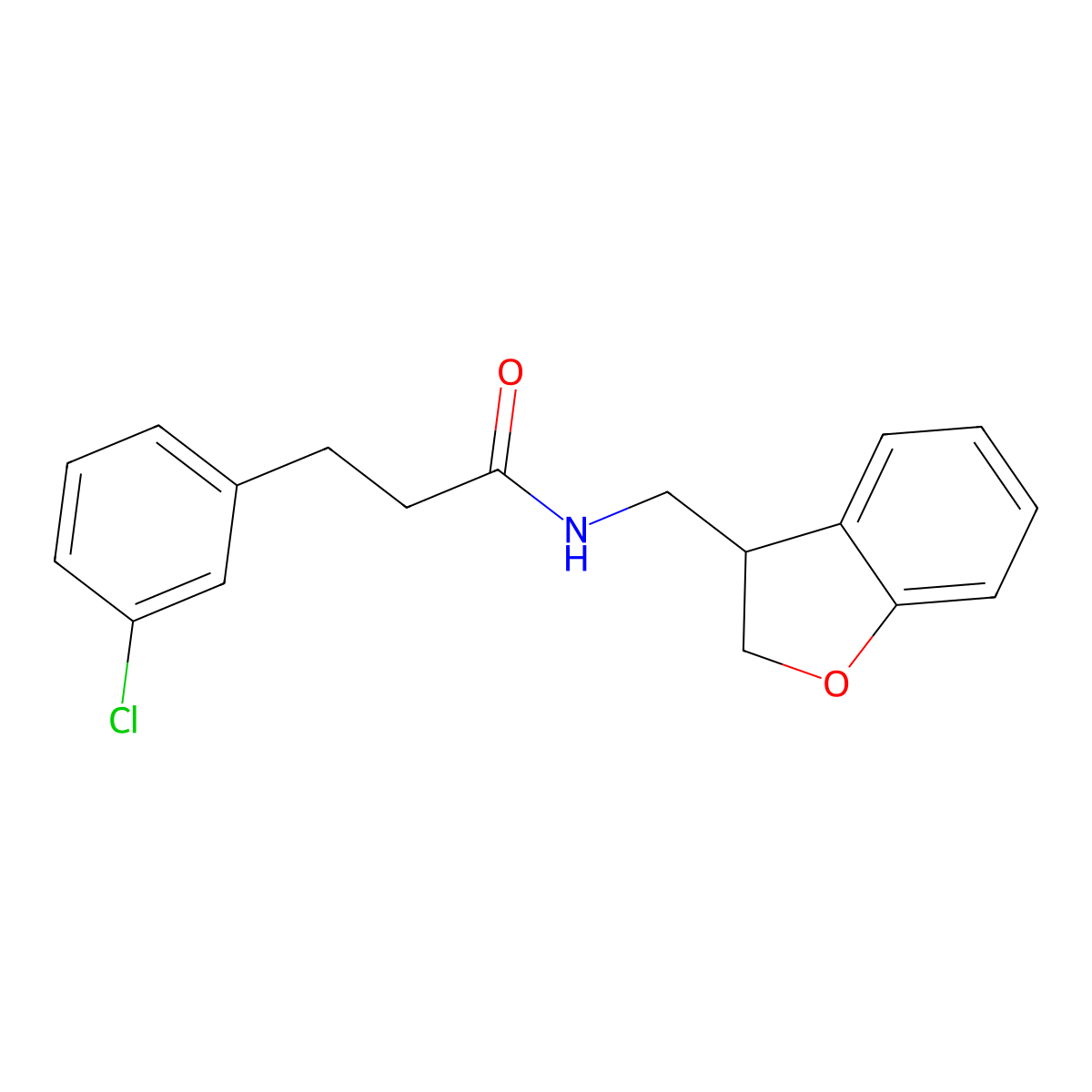 3-(3-chlorophenyl)-N-((2,3-dihydrobenzofuran-3-yl)methyl)propanamide molecular structure, CAS 2097918-15-3