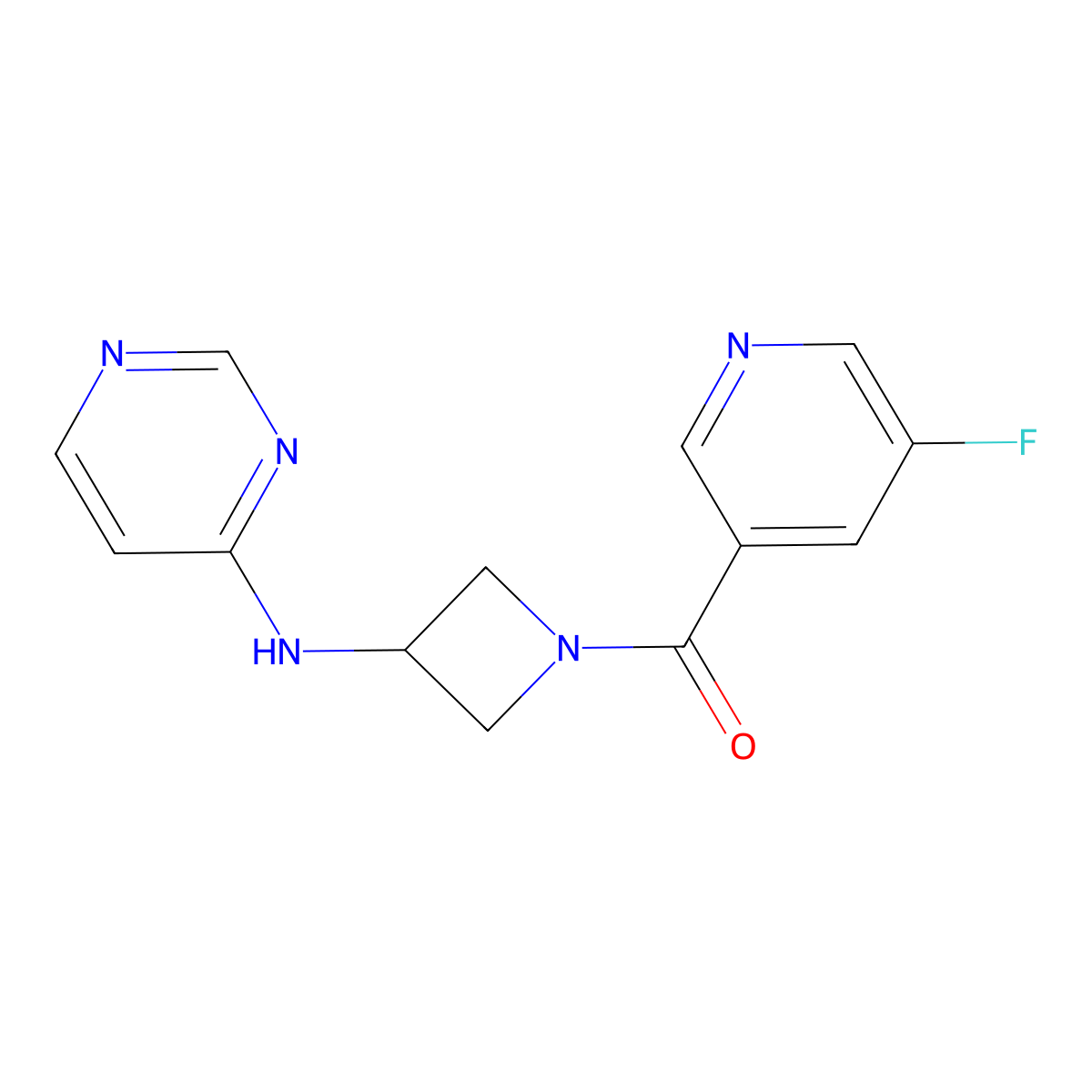 N-[1-(5-fluoropyridine-3-carbonyl)azetidin-3-yl]pyrimidin-4-amine molecular structure, CAS 2097918-18-6