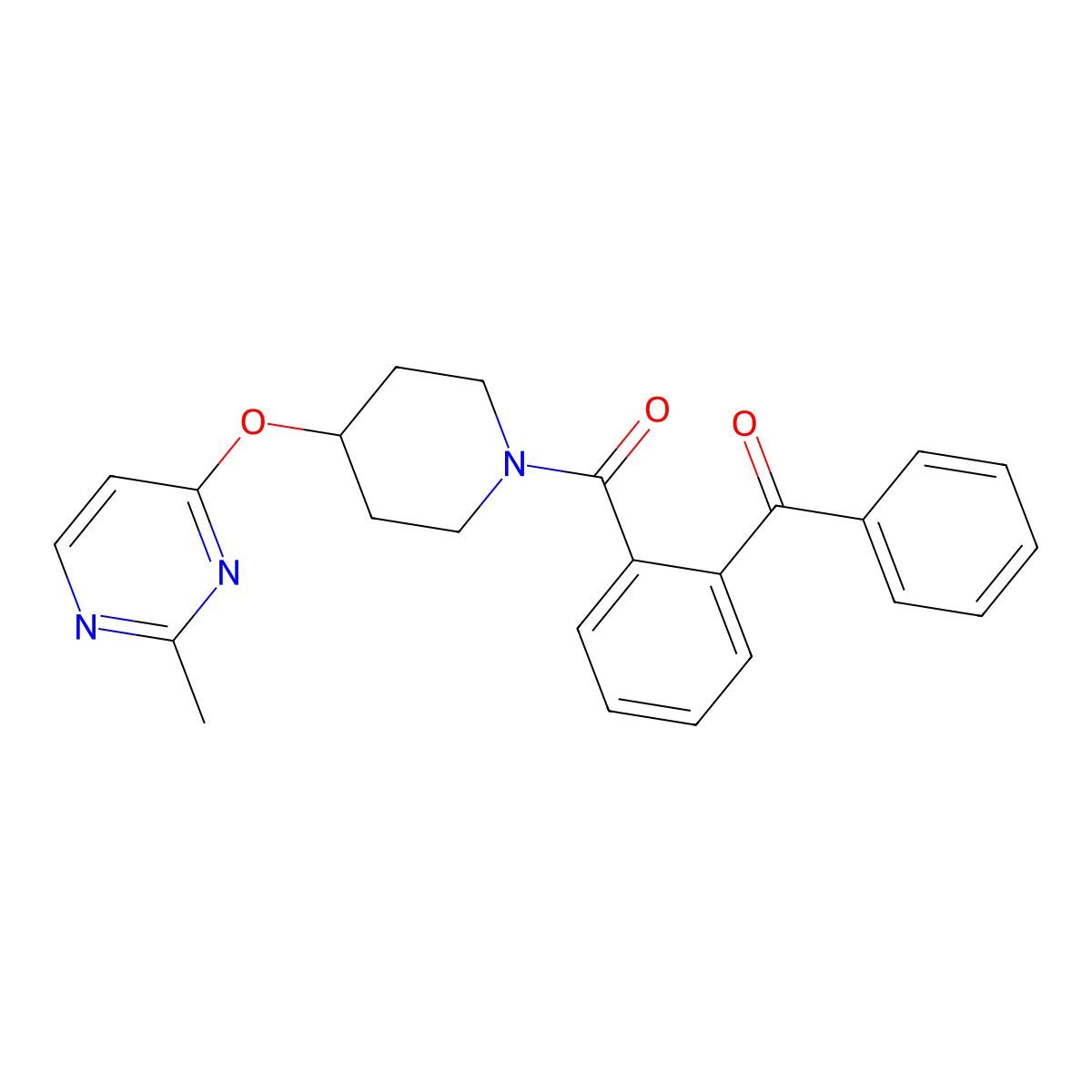 (2-Benzoylphenyl)(4-((2-methylpyrimidin-4-yl)oxy)piperidin-1-yl)methanone molecular structure, CAS 2097918-19-7