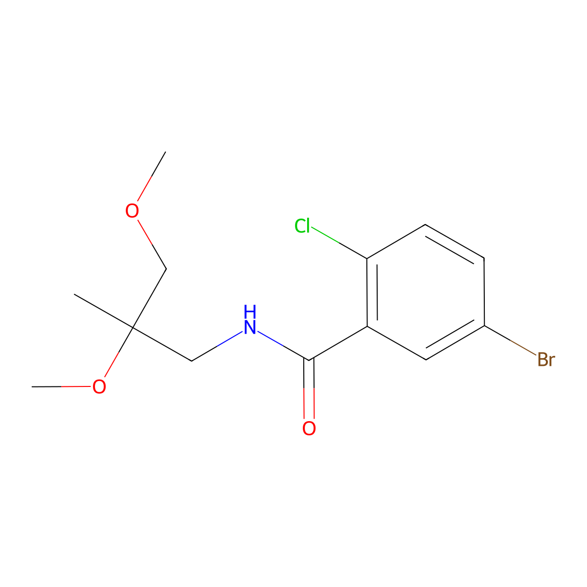 5-bromo-2-chloro-N-(2,3-dimethoxy-2-methylpropyl)benzamide molecular structure, CAS 2097918-21-1