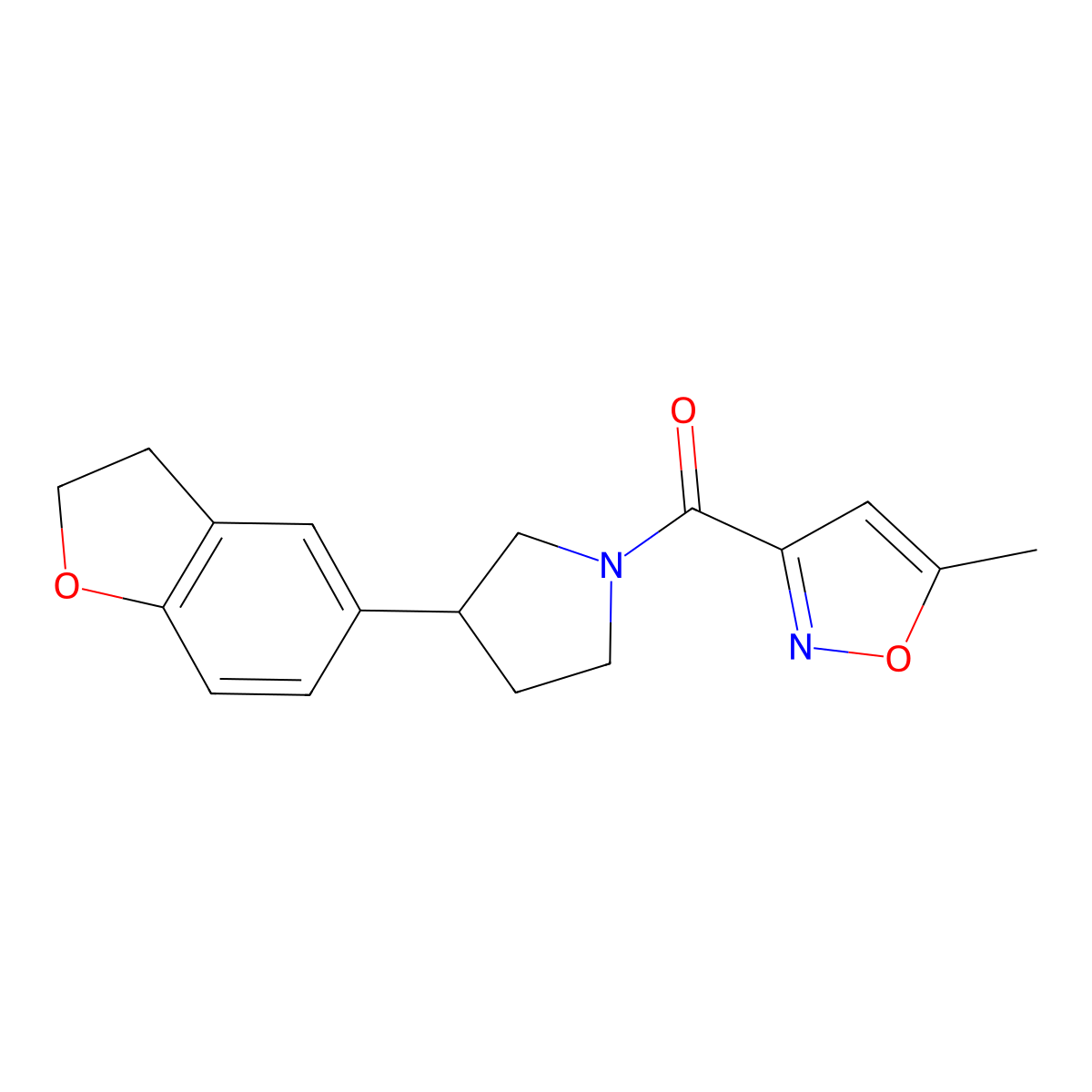 3-[3-(2,3-Dihydro-1-benzofuran-5-yl)pyrrolidine-1-carbonyl]-5-methyl-1,2-oxazole molecular structure, CAS 2097918-25-5