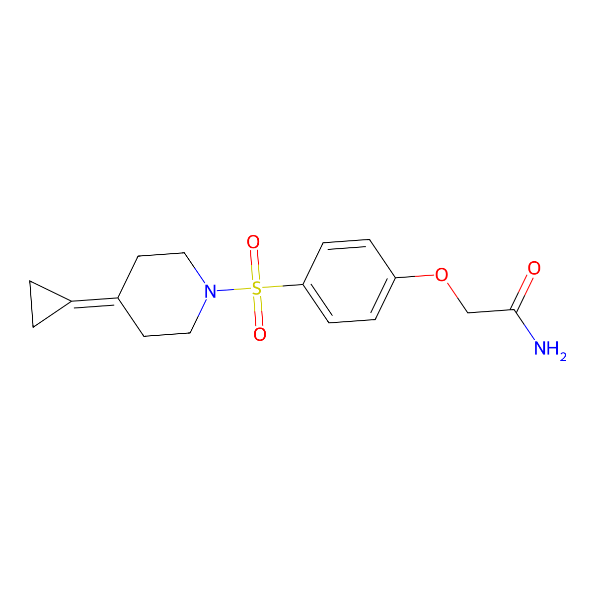 2-{4-[(4-Cyclopropylidenepiperidin-1-yl)sulfonyl]phenoxy}acetamide molecular structure, CAS 2097918-34-6