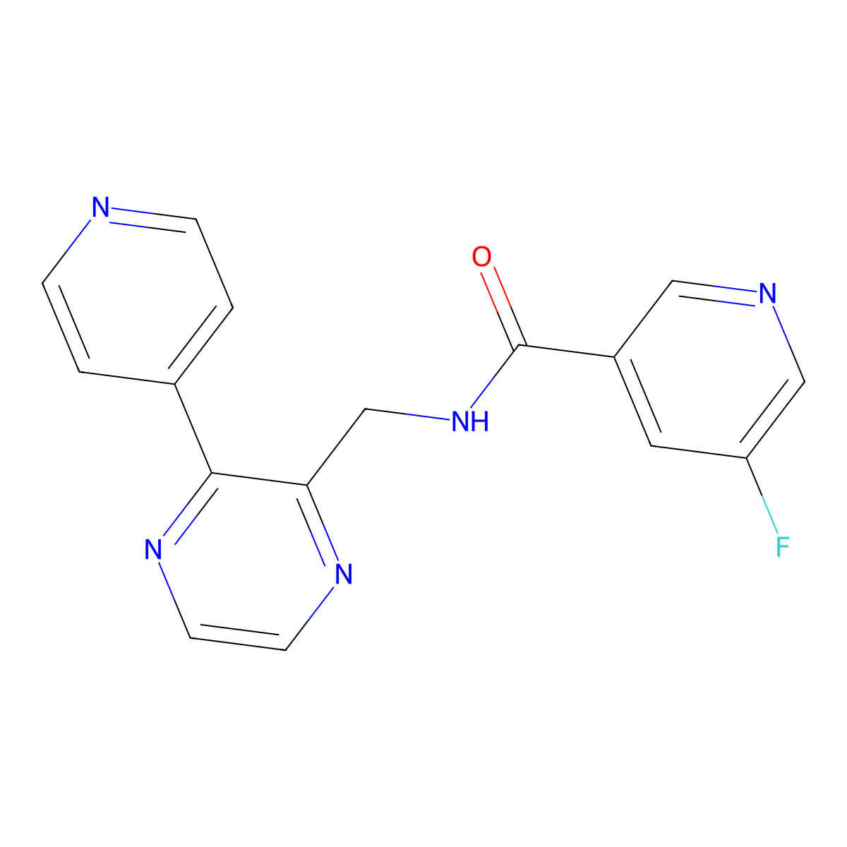 5-fluoro-N-{[3-(pyridin-4-yl)pyrazin-2-yl]methyl}pyridine-3-carboxamide molecular structure, CAS 2097918-37-9