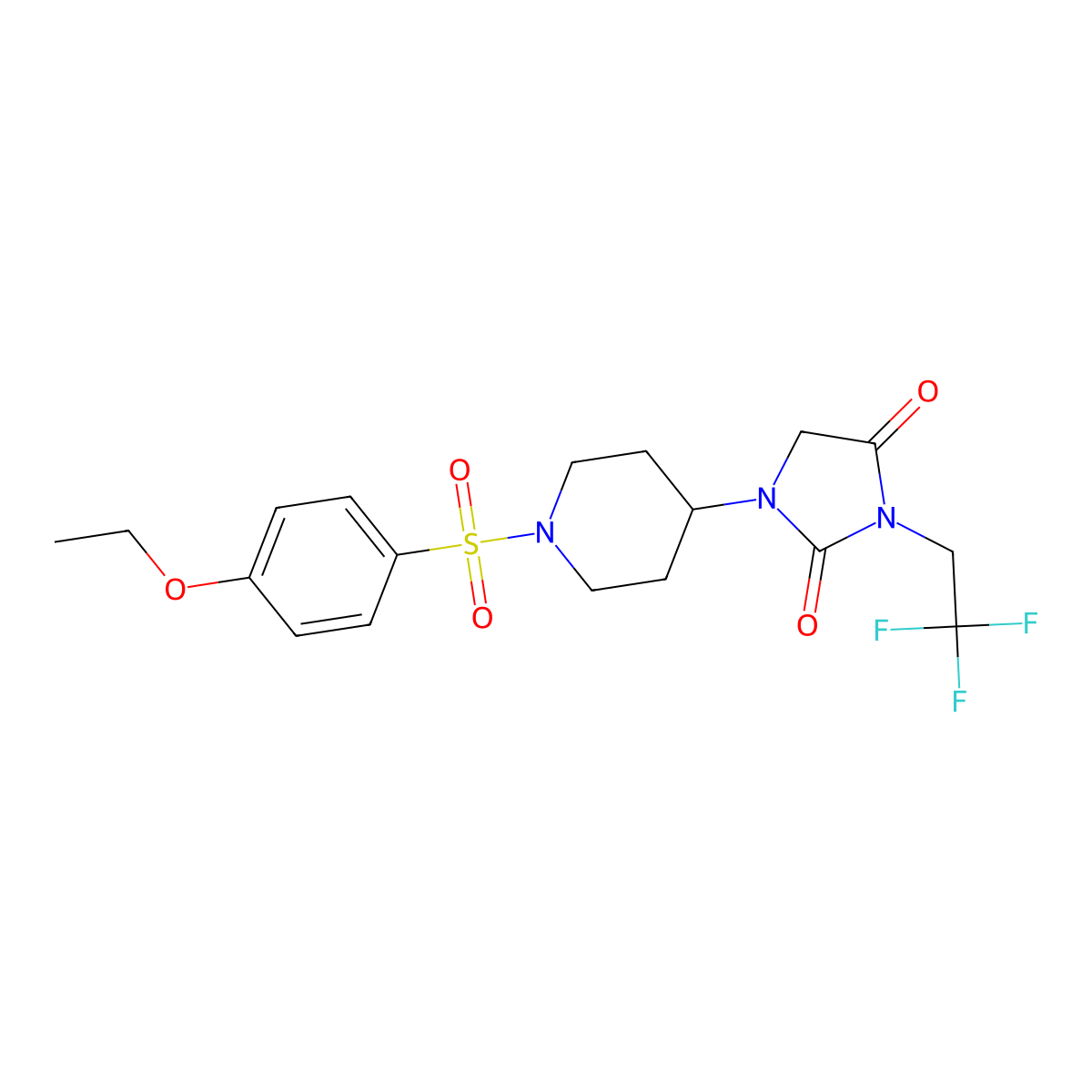 1-[1-(4-Ethoxybenzenesulfonyl)piperidin-4-yl]-3-(2,2,2-trifluoroethyl)imidazolidine-2,4-dione molecular structure, CAS 2097918-42-6