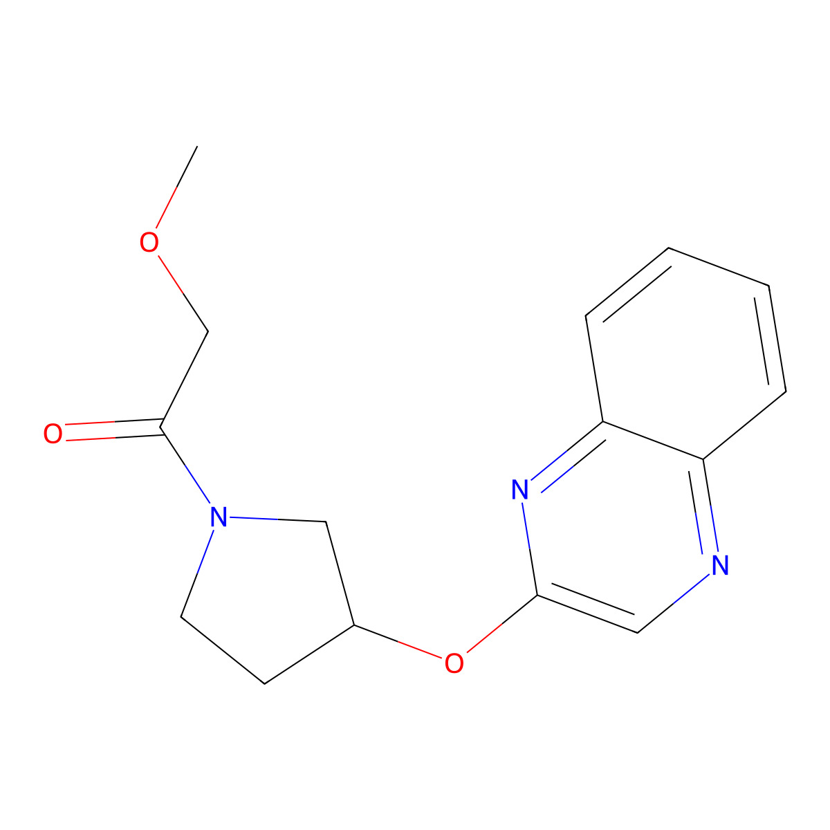 2-Methoxy-1-[3-(quinoxalin-2-yloxy)pyrrolidin-1-yl]ethan-1-one molecular structure, CAS 2097918-47-1