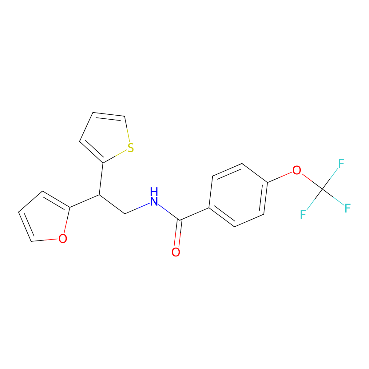 N-[2-(furan-2-yl)-2-(thiophen-2-yl)ethyl]-4-(trifluoromethoxy)benzamide molecular structure, CAS 2097918-49-3
