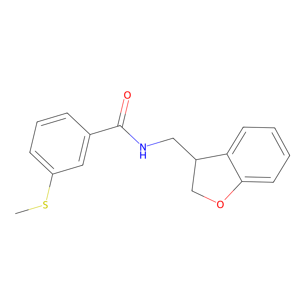 N-[(2,3-dihydro-1-benzofuran-3-yl)methyl]-3-(methylsulfanyl)benzamide molecular structure, CAS 2097918-57-3