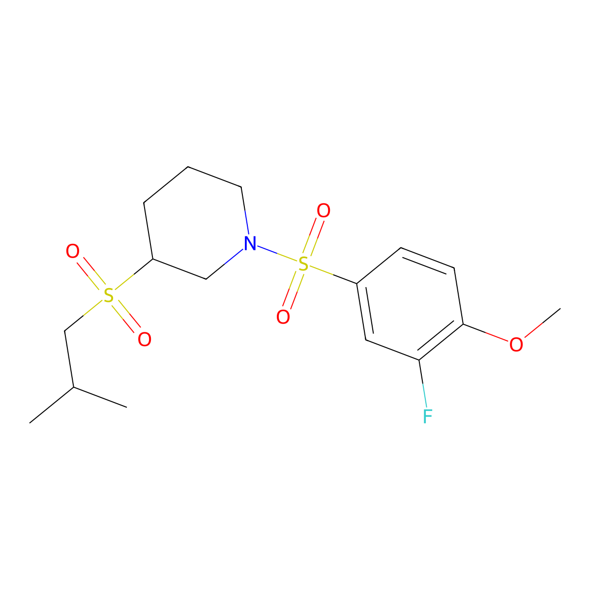 1-(3-Fluoro-4-methoxybenzenesulfonyl)-3-(2-methylpropanesulfonyl)piperidine molecular structure, CAS 2097918-58-4