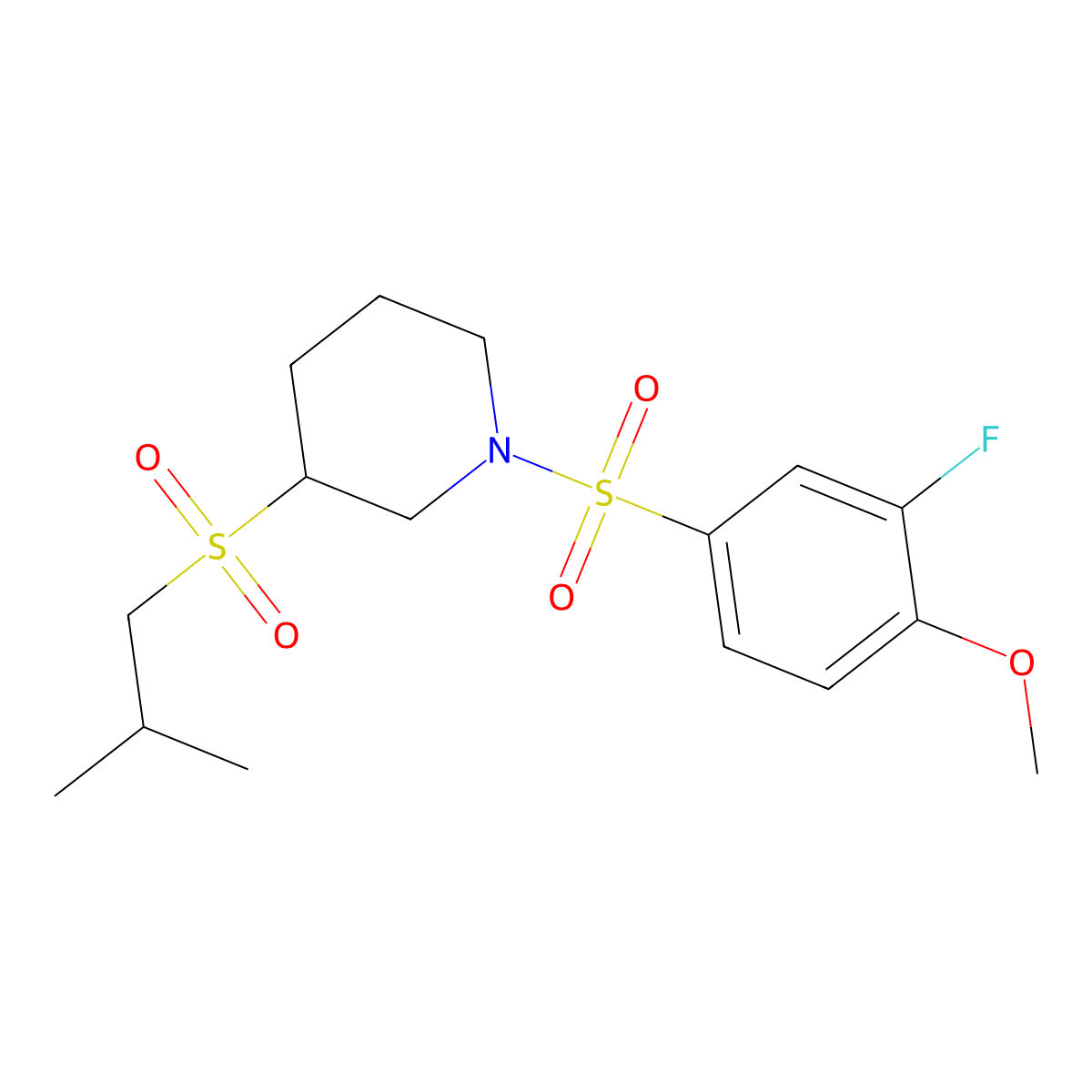1-(3-Fluoro-4-methoxybenzenesulfonyl)-3-(2-methylpropanesulfonyl)piperidine molecular structure, CAS 2097918-58-4
