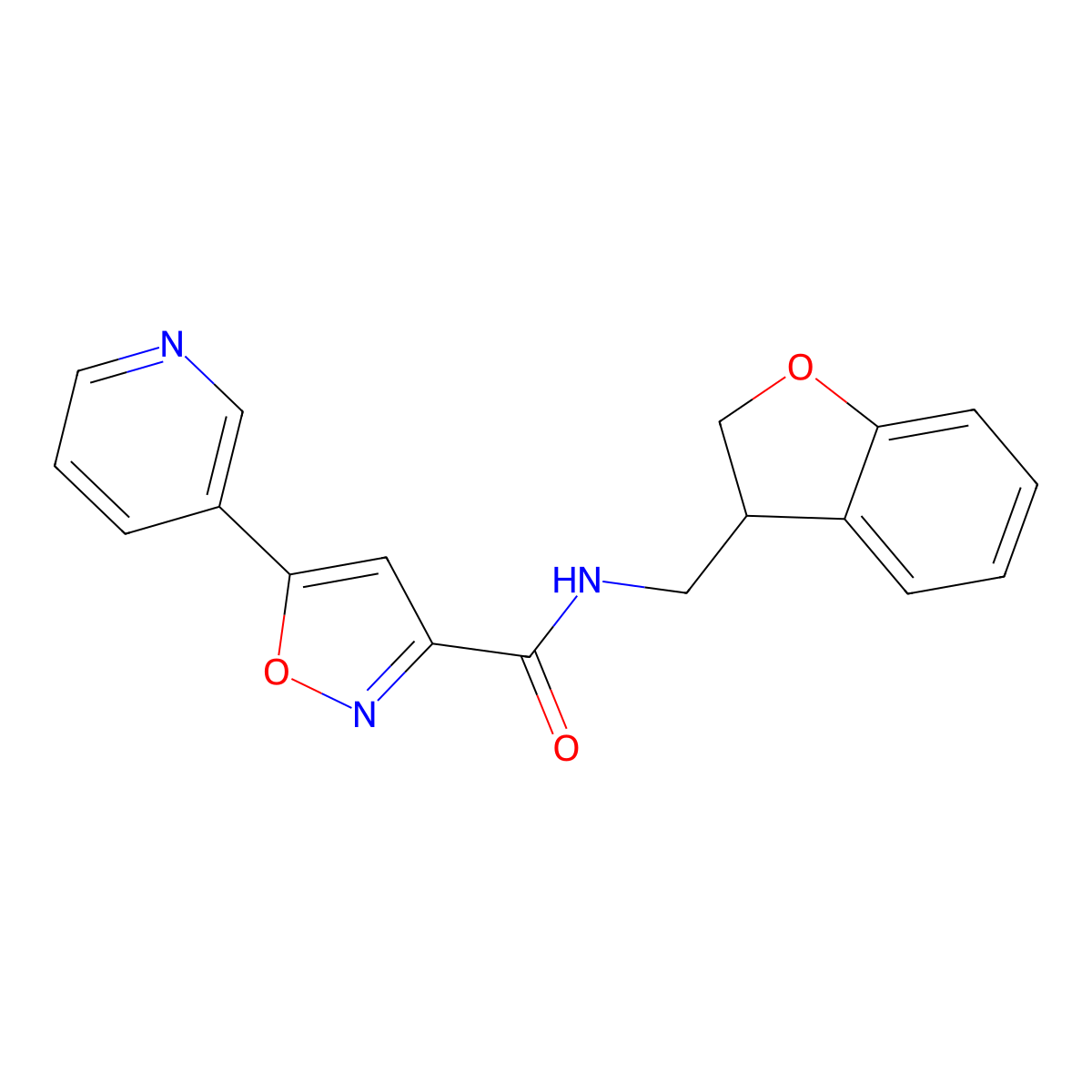 N-[(2,3-dihydro-1-benzofuran-3-yl)methyl]-5-(pyridin-3-yl)-1,2-oxazole-3-carboxamide molecular structure, CAS 2097918-61-9