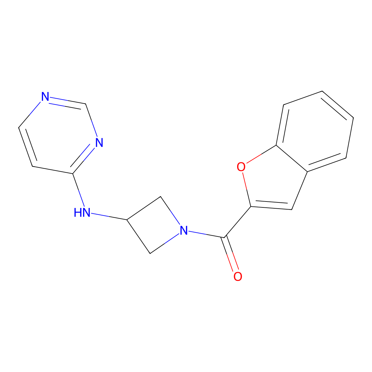 N-[1-(1-benzofuran-2-carbonyl)azetidin-3-yl]pyrimidin-4-amine molecular structure, CAS 2097918-66-4