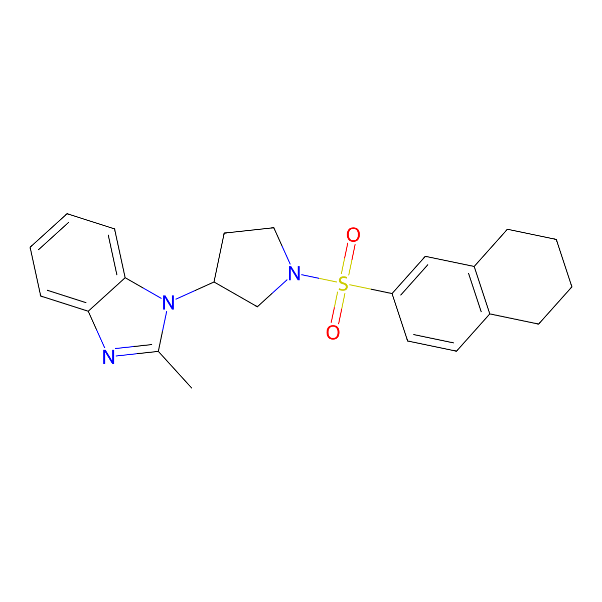 2-methyl-1-(1-((5,6,7,8-tetrahydronaphthalen-2-yl)sulfonyl)pyrrolidin-3-yl)-1H-benzo[d]imidazole molecular structure, CAS 2097918-77-7