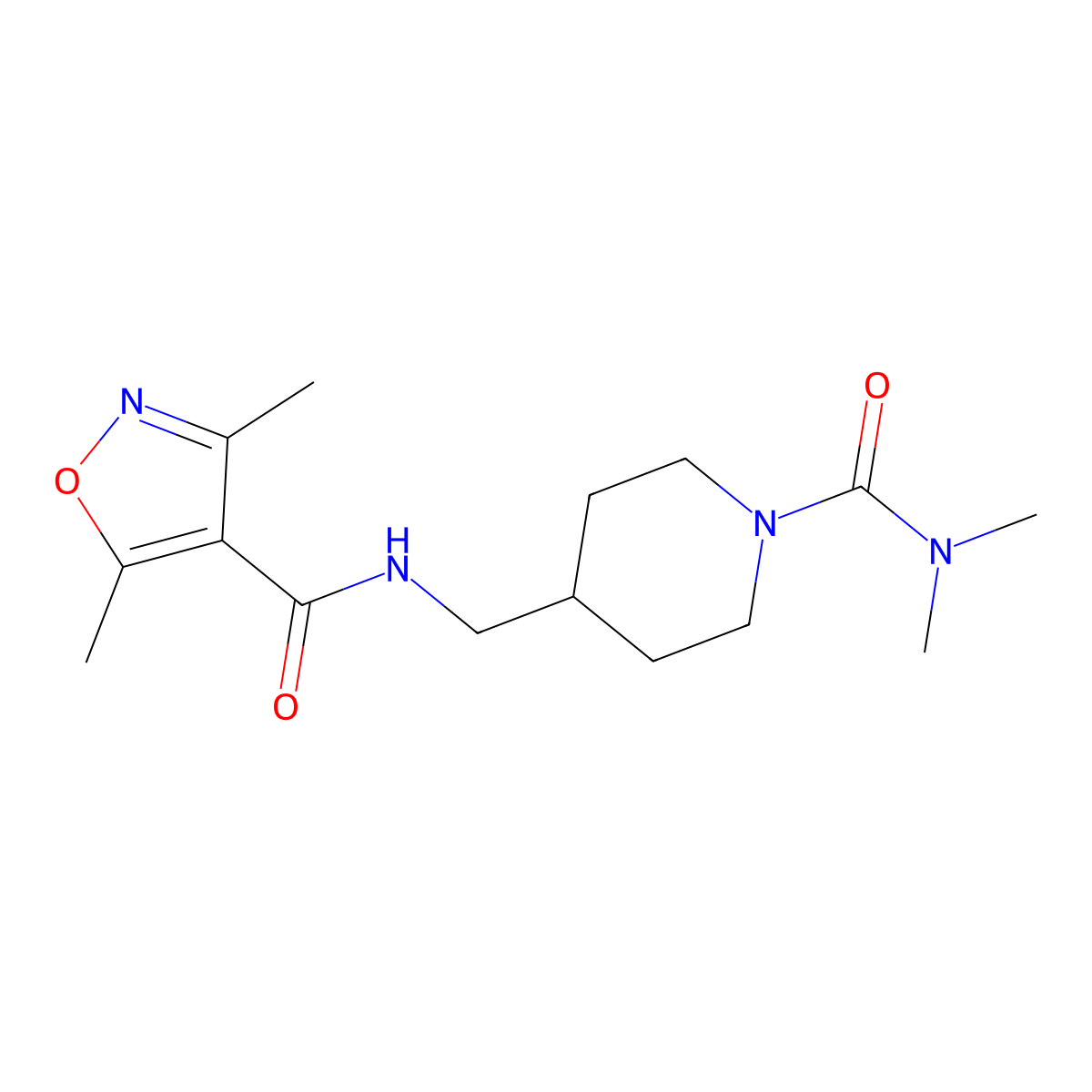 4-{[(3,5-dimethyl-1,2-oxazol-4-yl)formamido]methyl}-N,N-dimethylpiperidine-1-carboxamide molecular structure, CAS 2097918-79-9