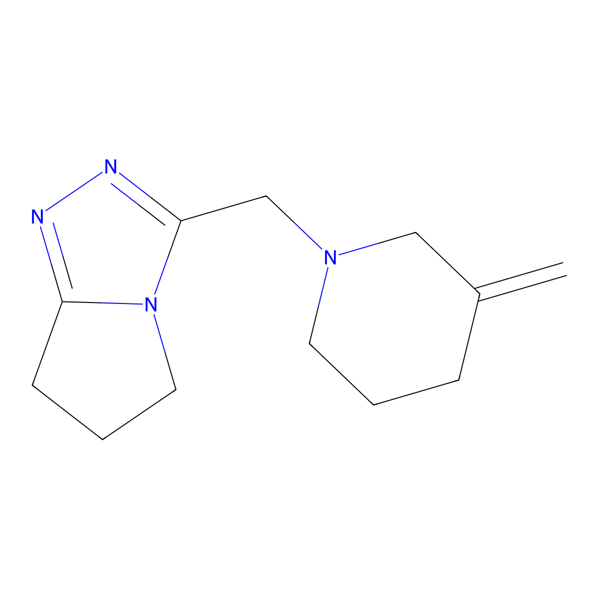 3-methylidene-1-({5H,6H,7H-pyrrolo[2,1-c][1,2,4]triazol-3-yl}methyl)piperidine molecular structure, CAS 2097918-83-5