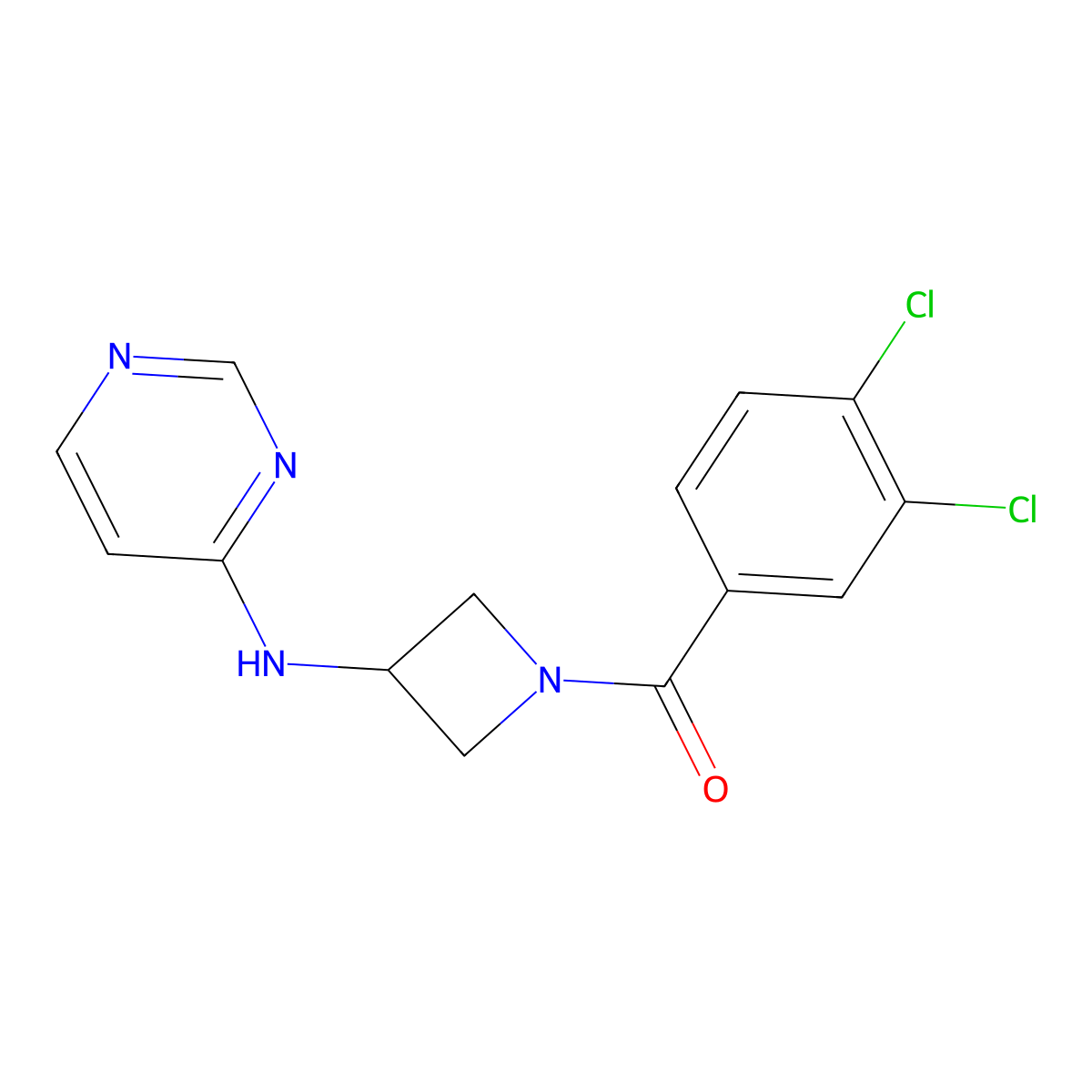 N-[1-(3,4-dichlorobenzoyl)azetidin-3-yl]pyrimidin-4-amine molecular structure, CAS 2097918-89-1
