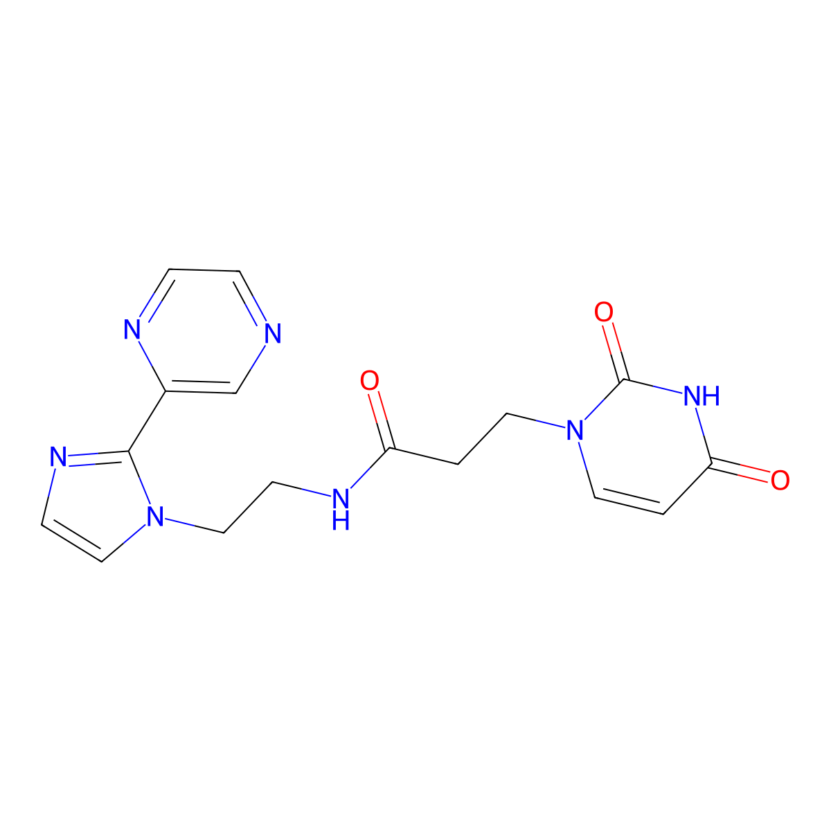 3-(2,4-dioxo-1,2,3,4-tetrahydropyrimidin-1-yl)-N-{2-[2-(pyrazin-2-yl)-1H-imidazol-1-yl]ethyl}propanamide molecular structure, CAS 2097918-90-4